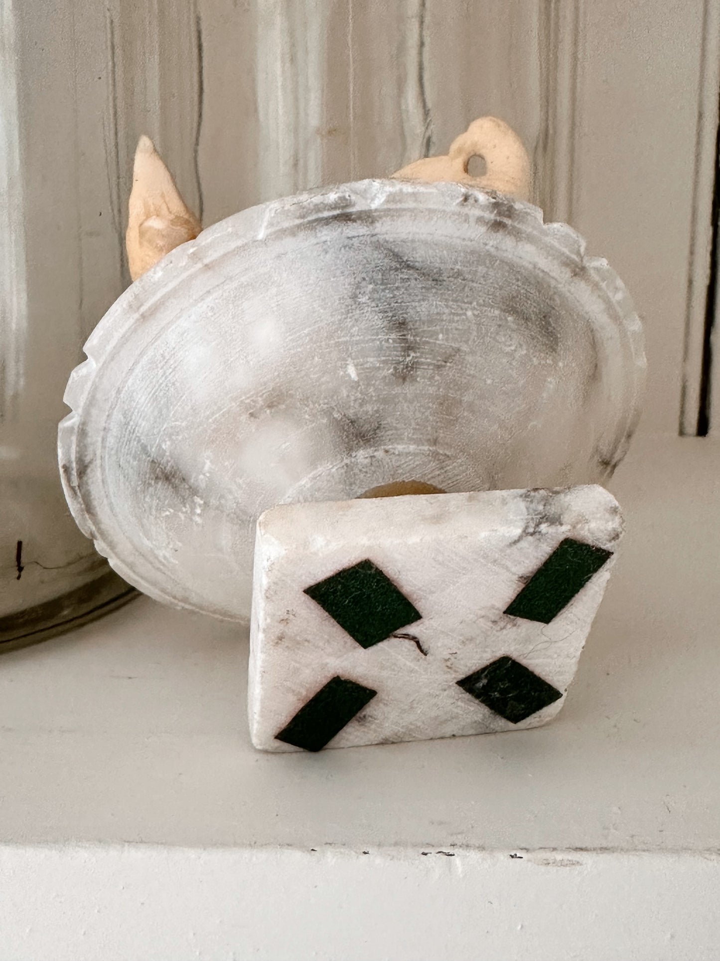 Vintage Petite Marble Bird Bath