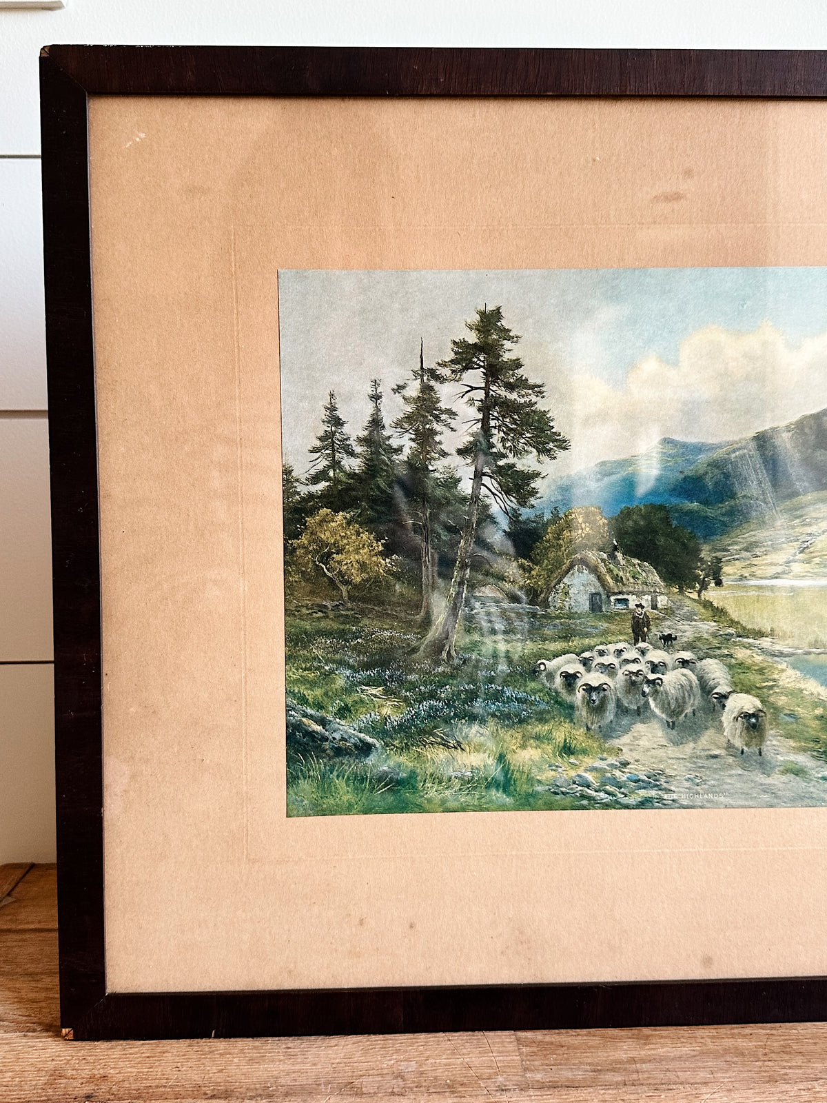 Vintage Sheep & Shepherd Print, The Highlands copyright 1916