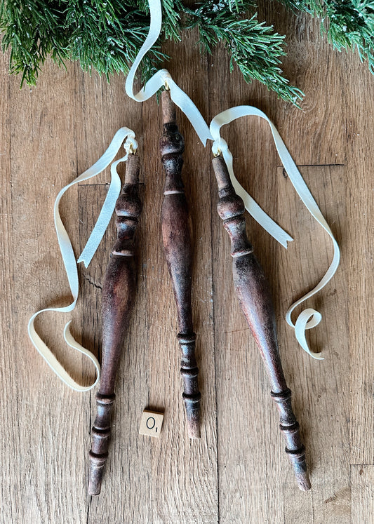 Set of Three Vintage Spindle Ornaments