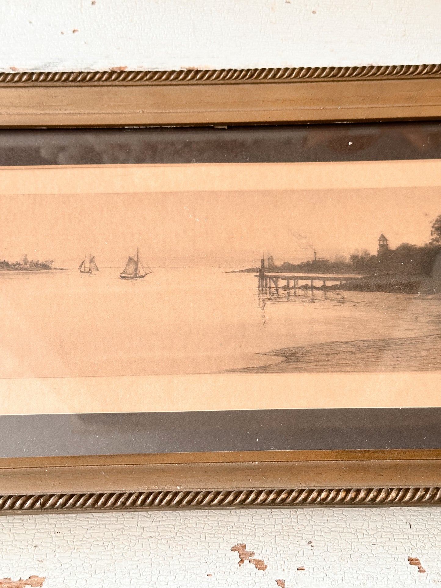 Old Beautifully Framed Waterscape