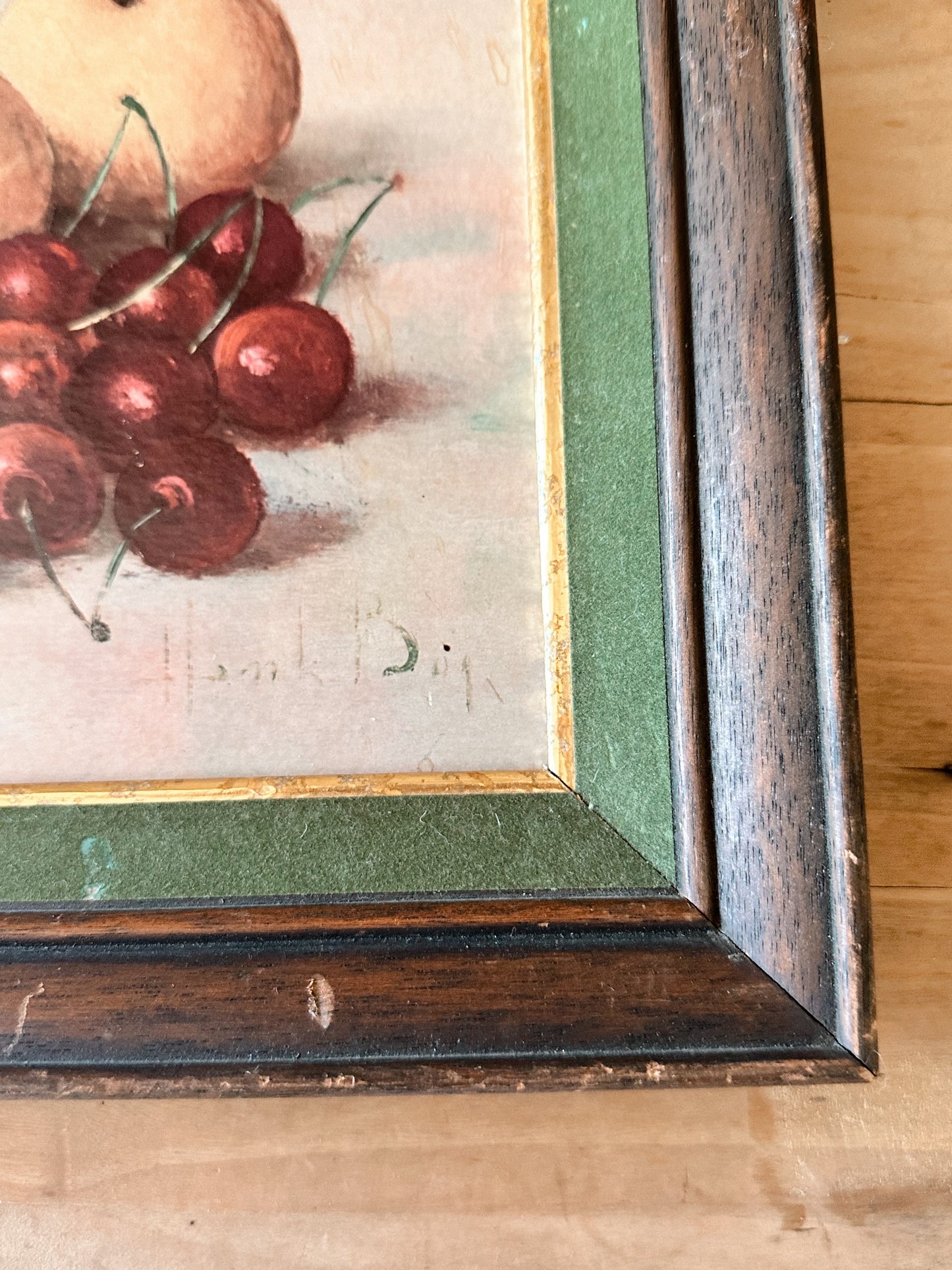 Vintage Framed Fruit Print (Apples & Cherries)