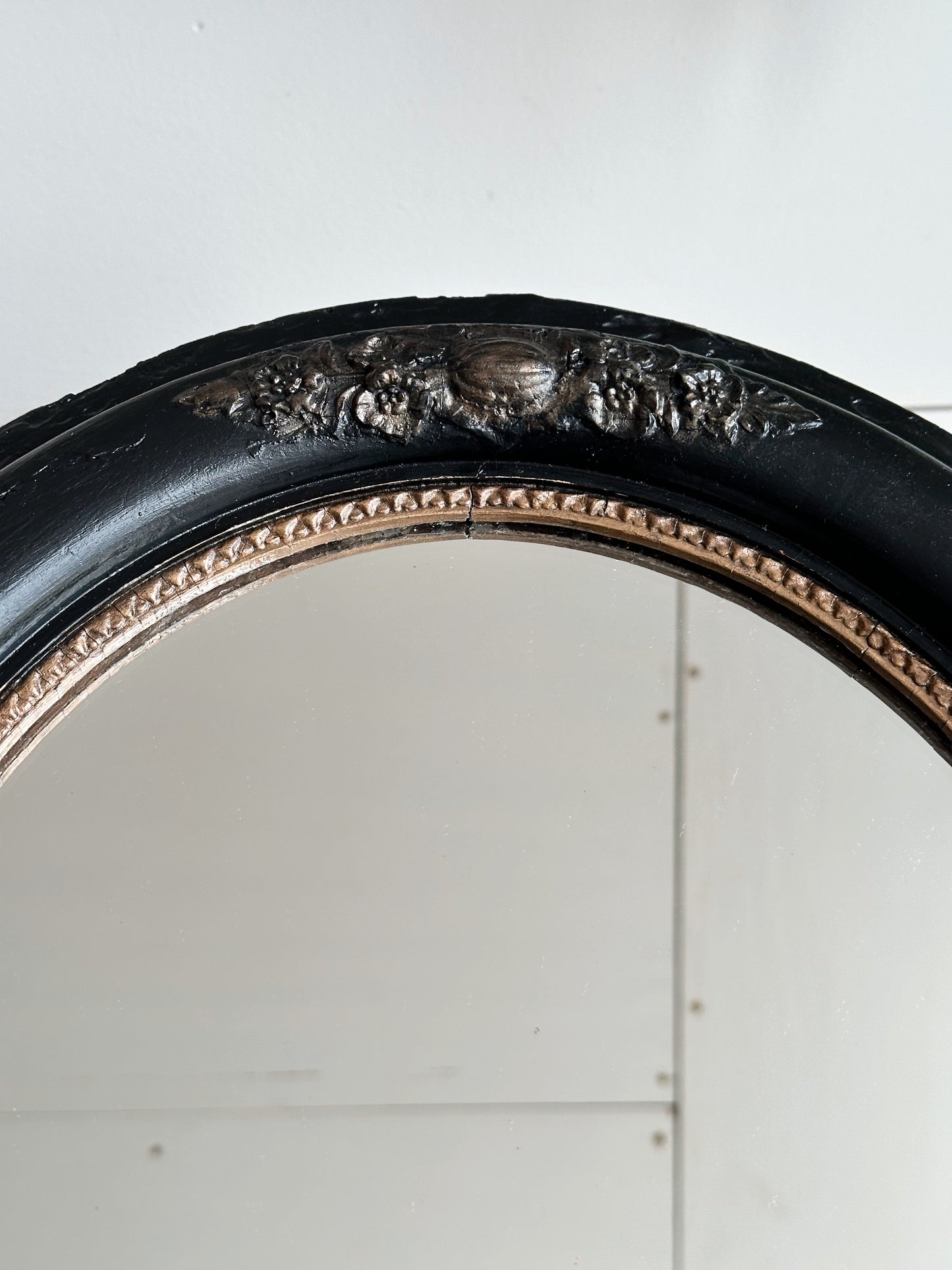 Vintage Wood  Oval Mirror