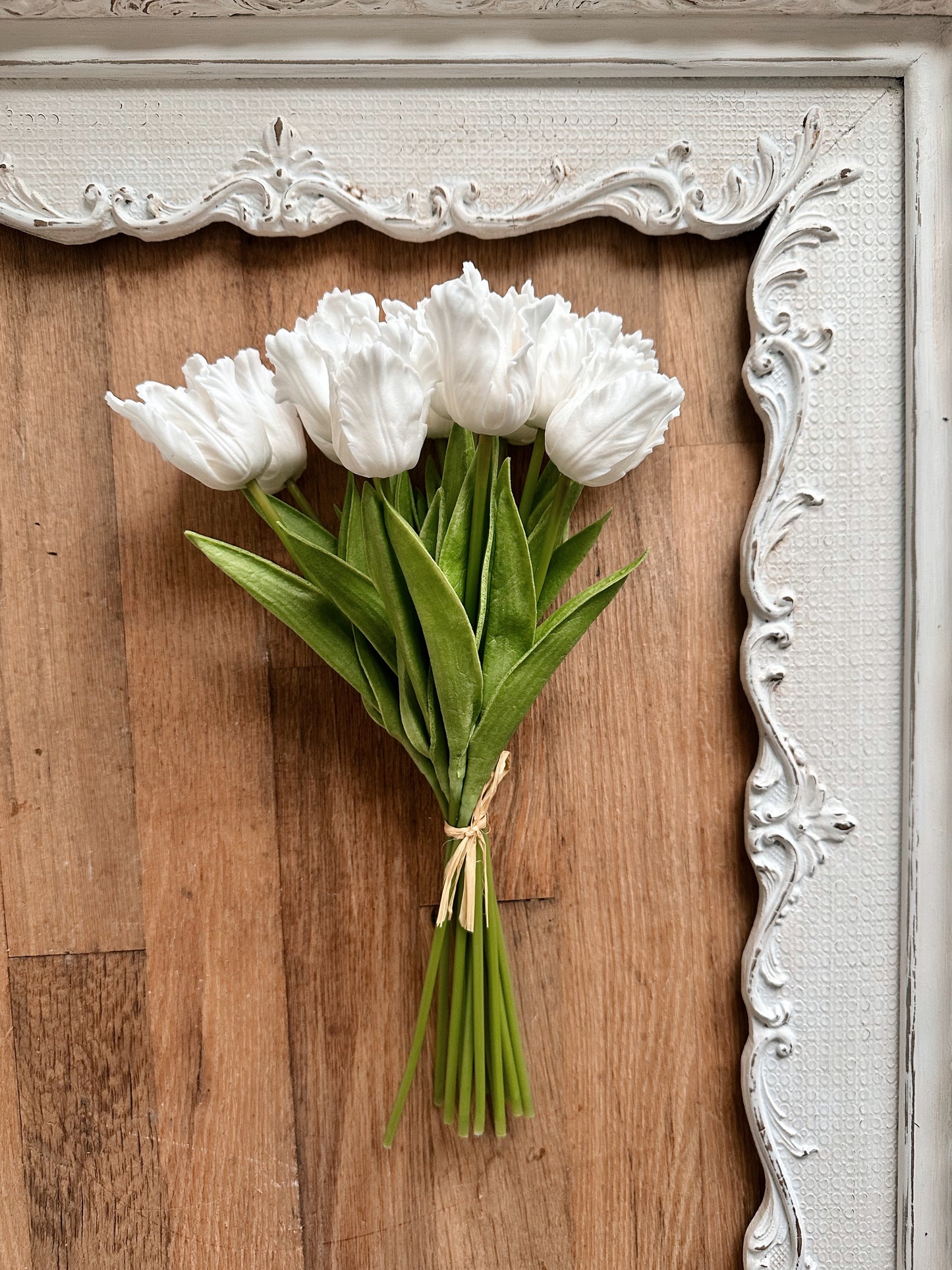 Real Touch Parrot Tulips, White