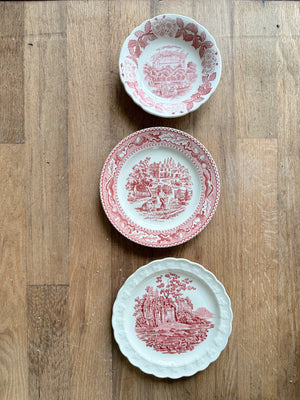 Lovely Collection of Vintage Red & White Transfer Ware
