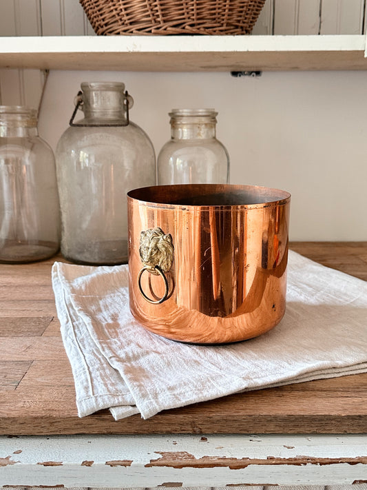 Vintage Copper Guild Lionhead Ice Bucket