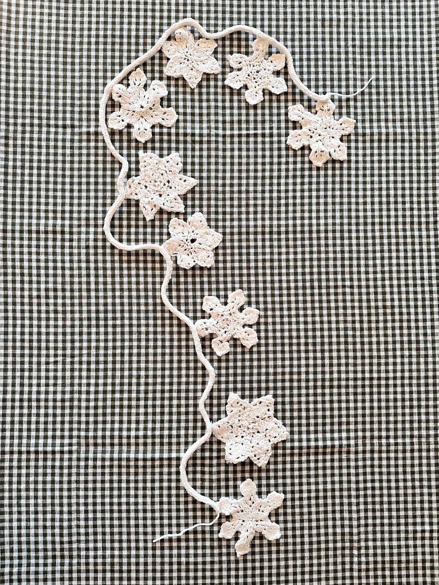 Hand Knitted Snowflake Garland