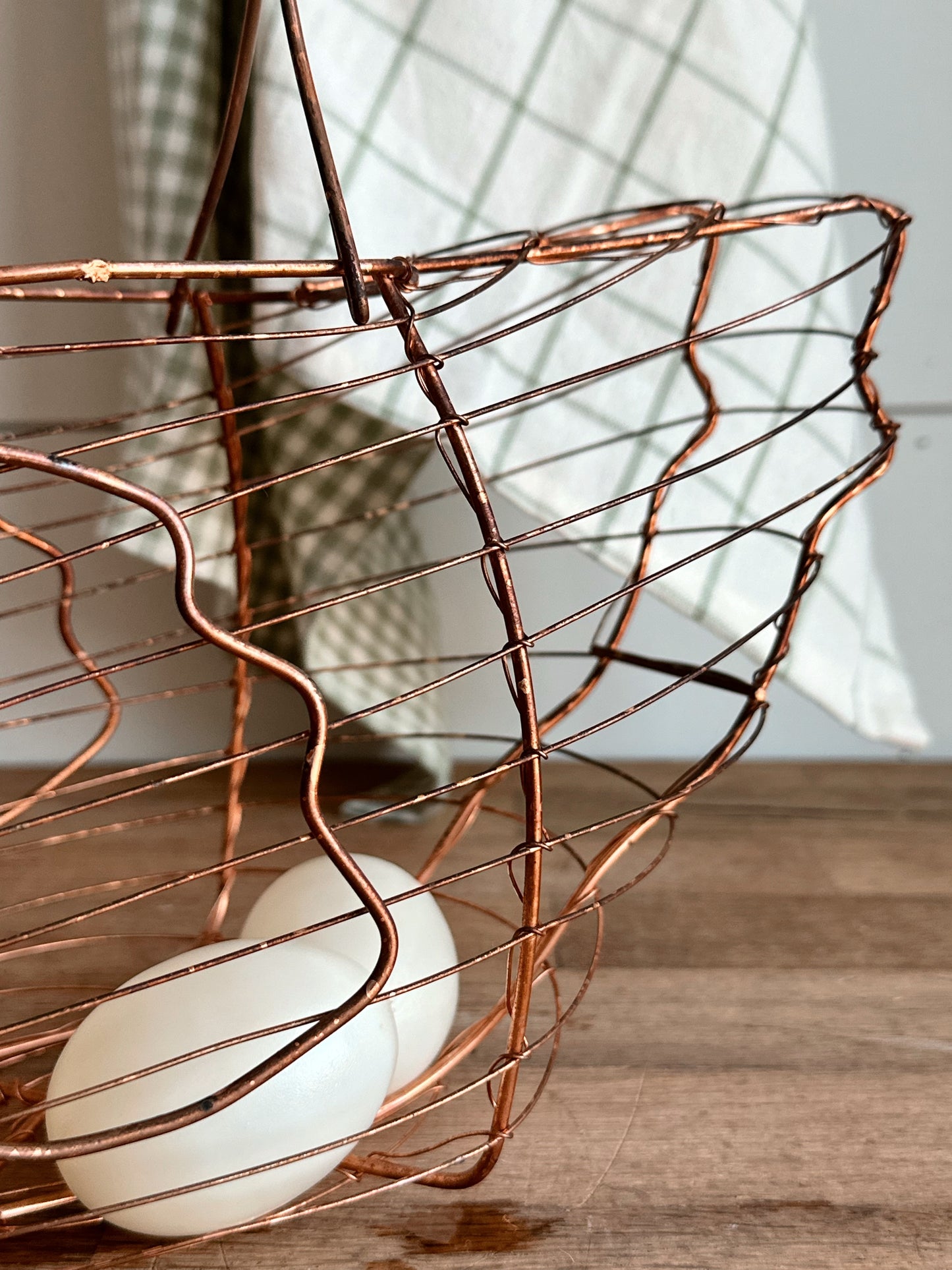 Vintage Copper Hen Egg Basket