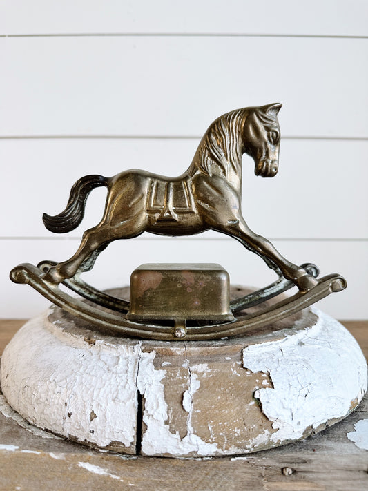 Vintage Brass Musical Rocking Horse