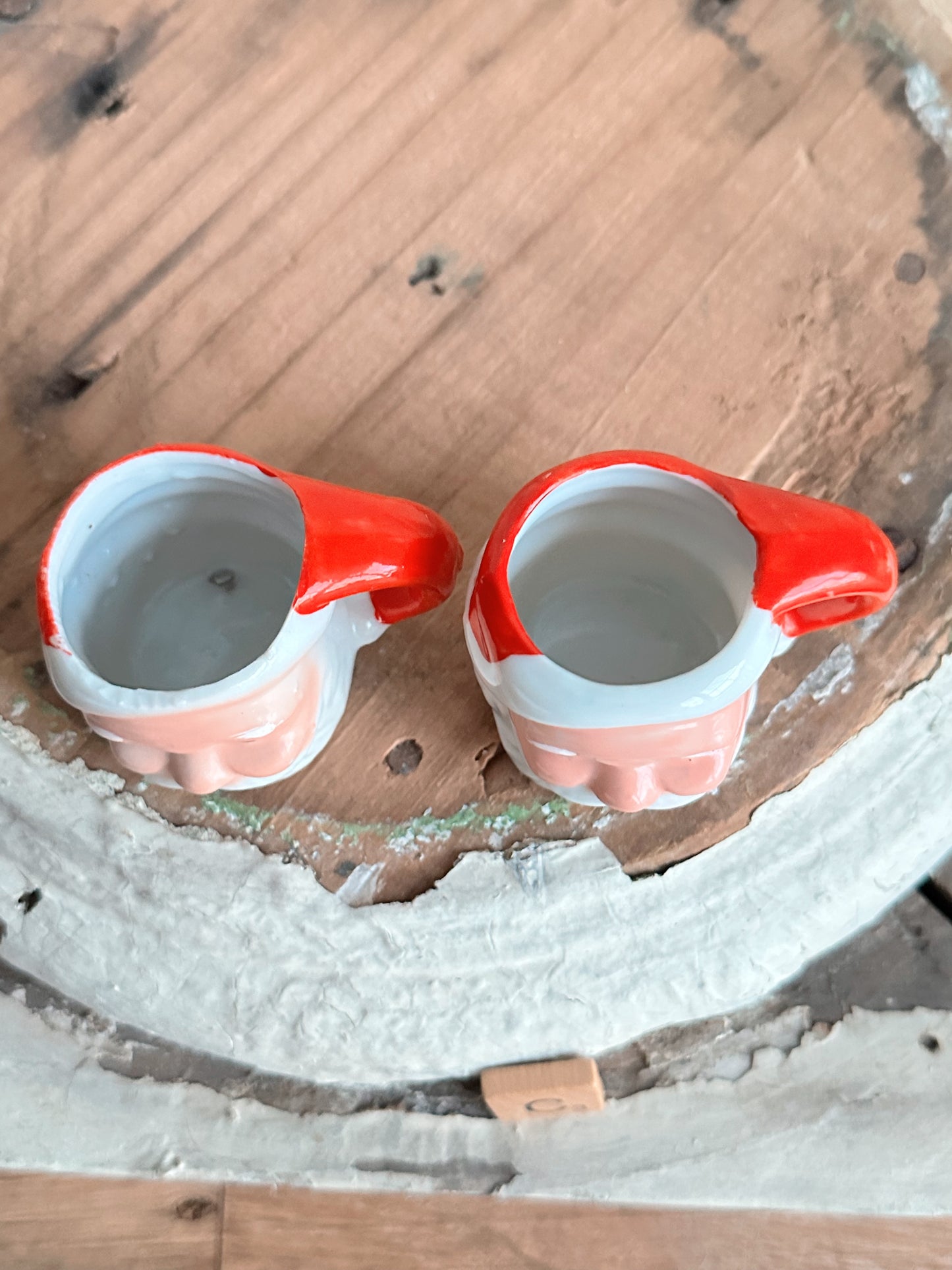 Pair of Vintage Mini Santa Mugs