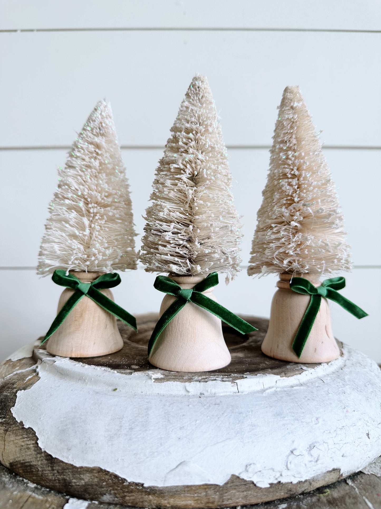 Collection of Three Sparkly Bottle Brush Trees