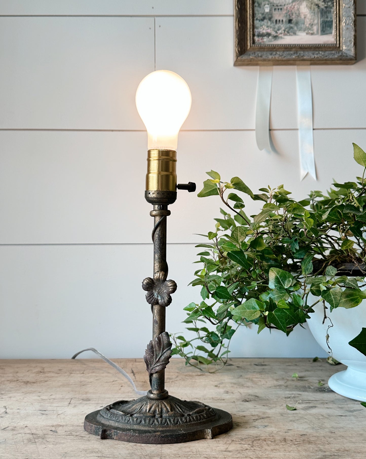 Vintage Iron Floral Lamp