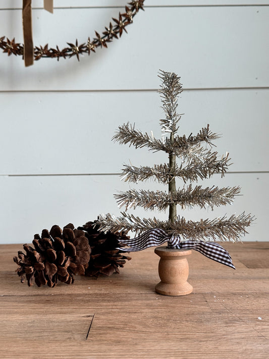 Vintage Wood Spool Tinsel Tree