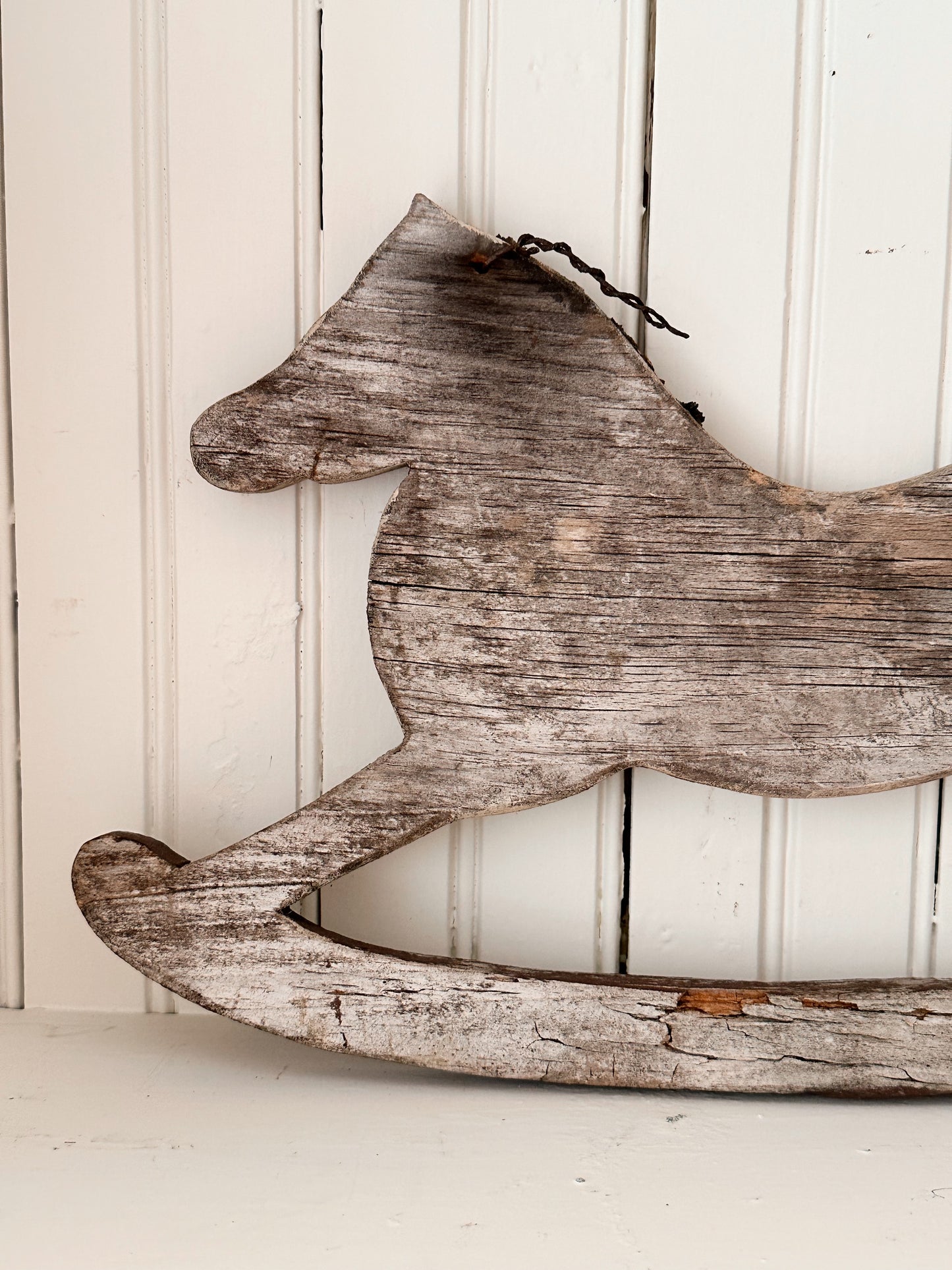 Vintage Weathered Wood Rocking Horse