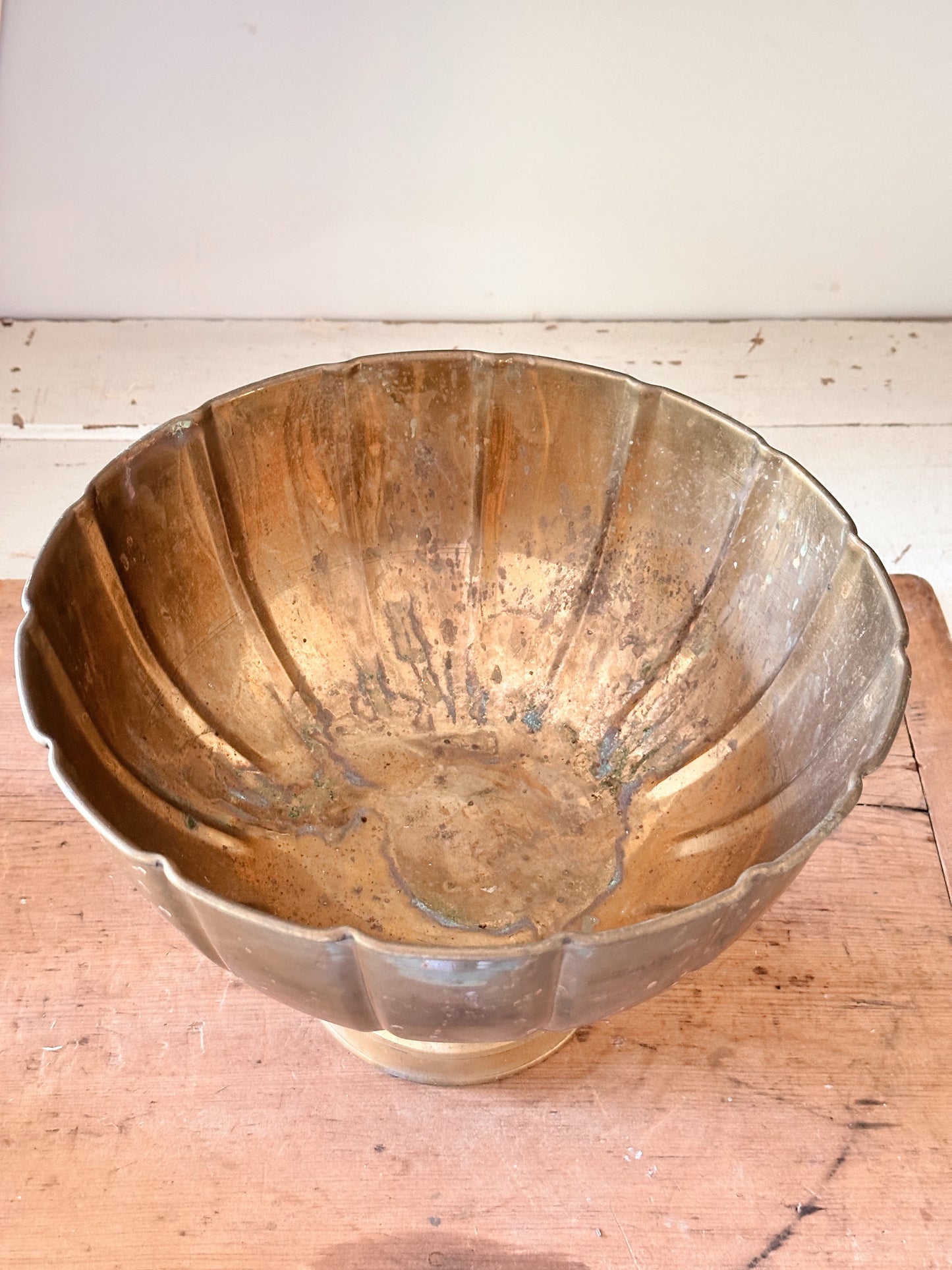 Large Vintage Brass Footed Bowl