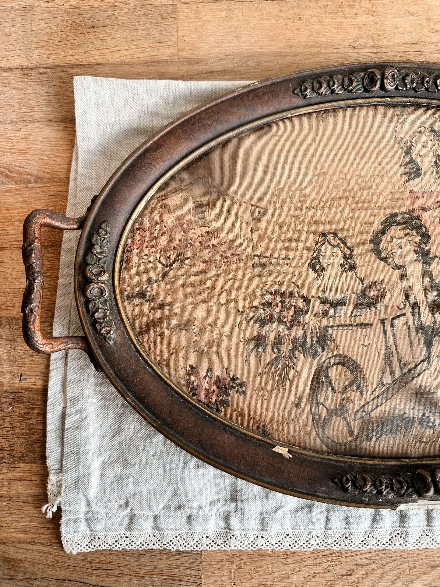 Unique Vintage Tapestry Tray