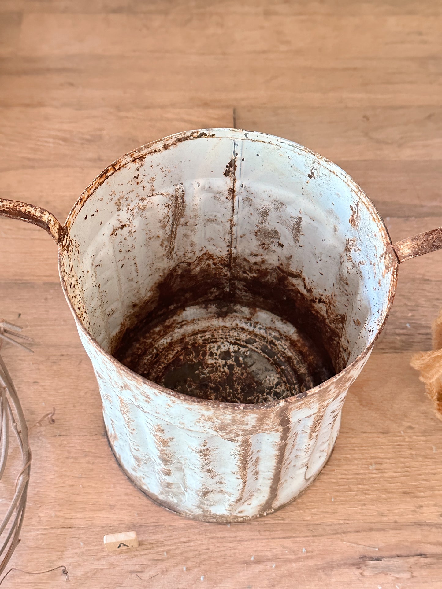 Vintage Tin Cemetery Basket