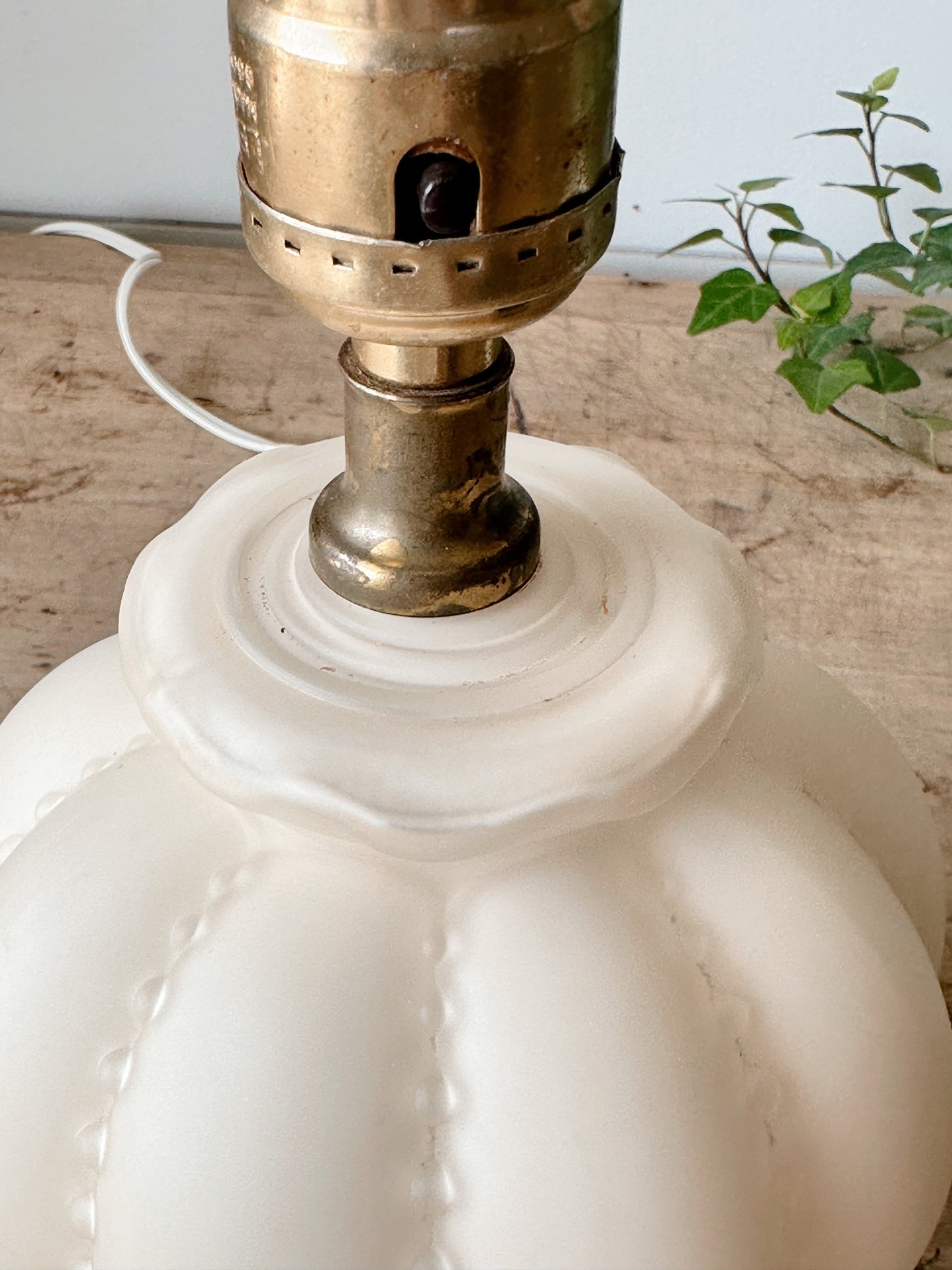 Vintage Glass Lamp with Hand Painted Bow Details
