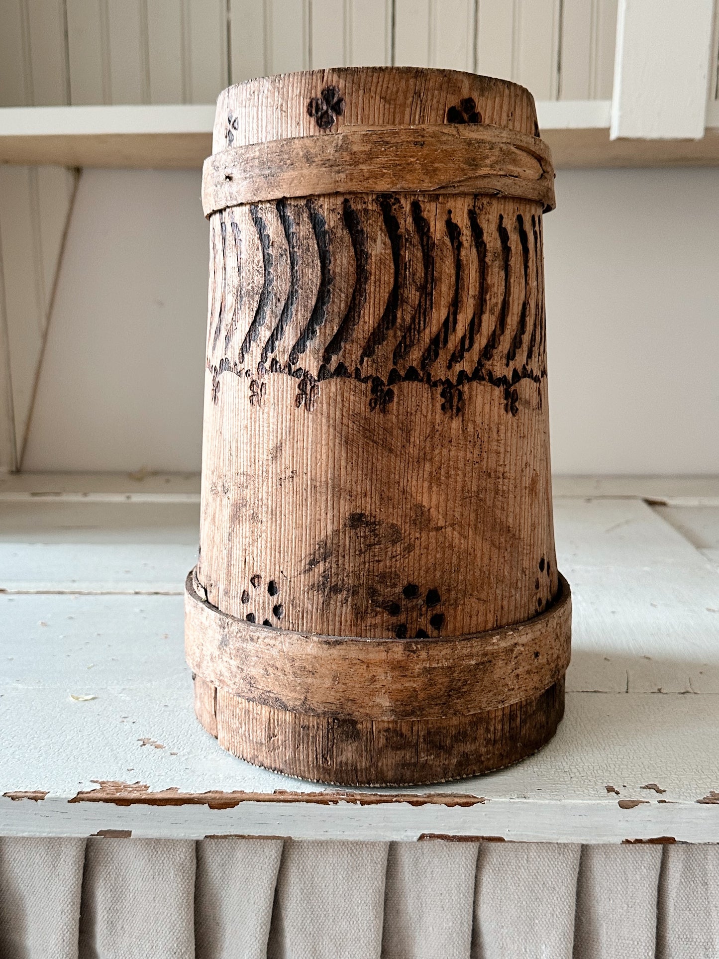 Beautiful Antique Wood Tankard