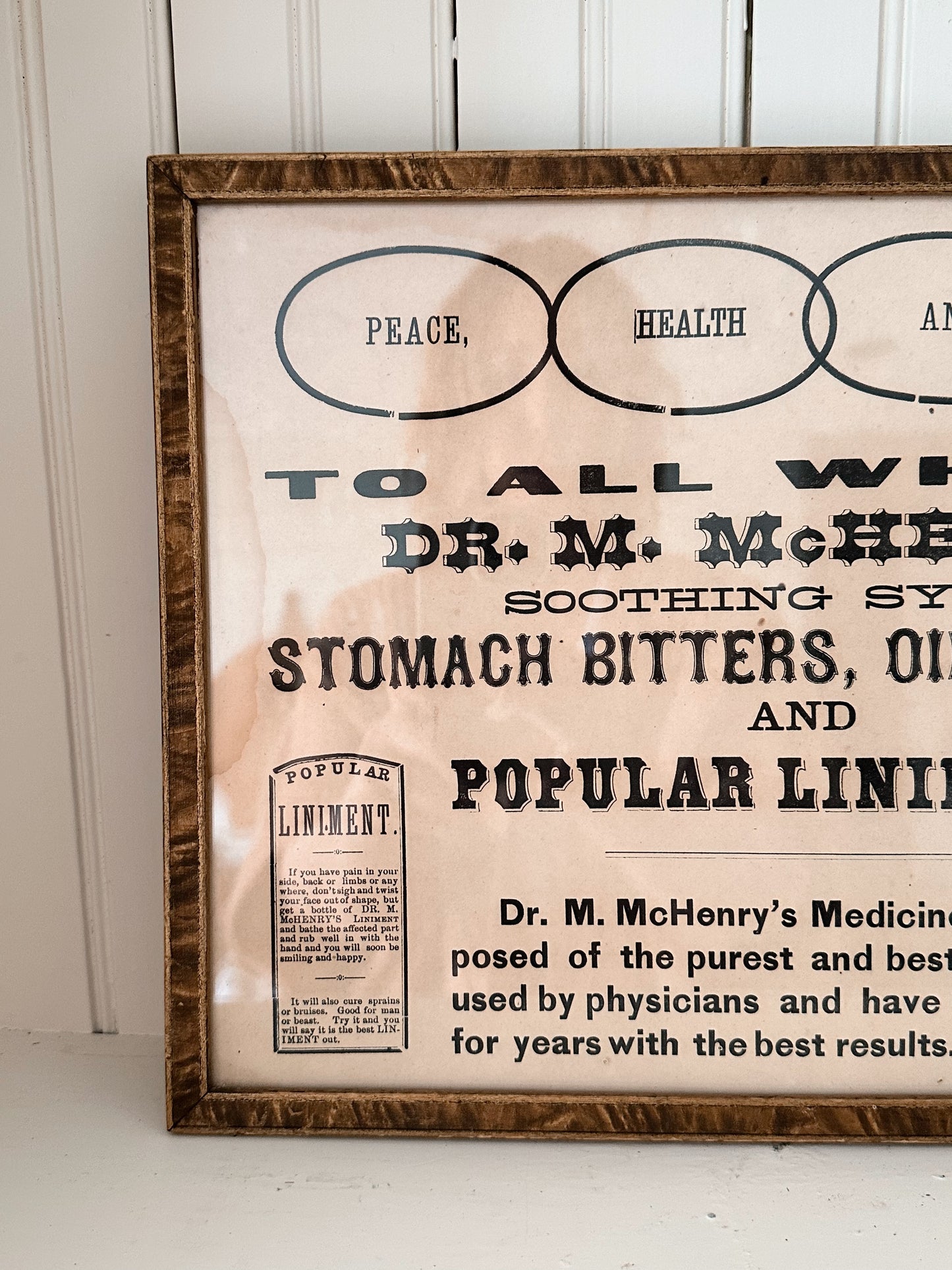 Vintage Framed Dr M McHenry’s Medicine Advertisement