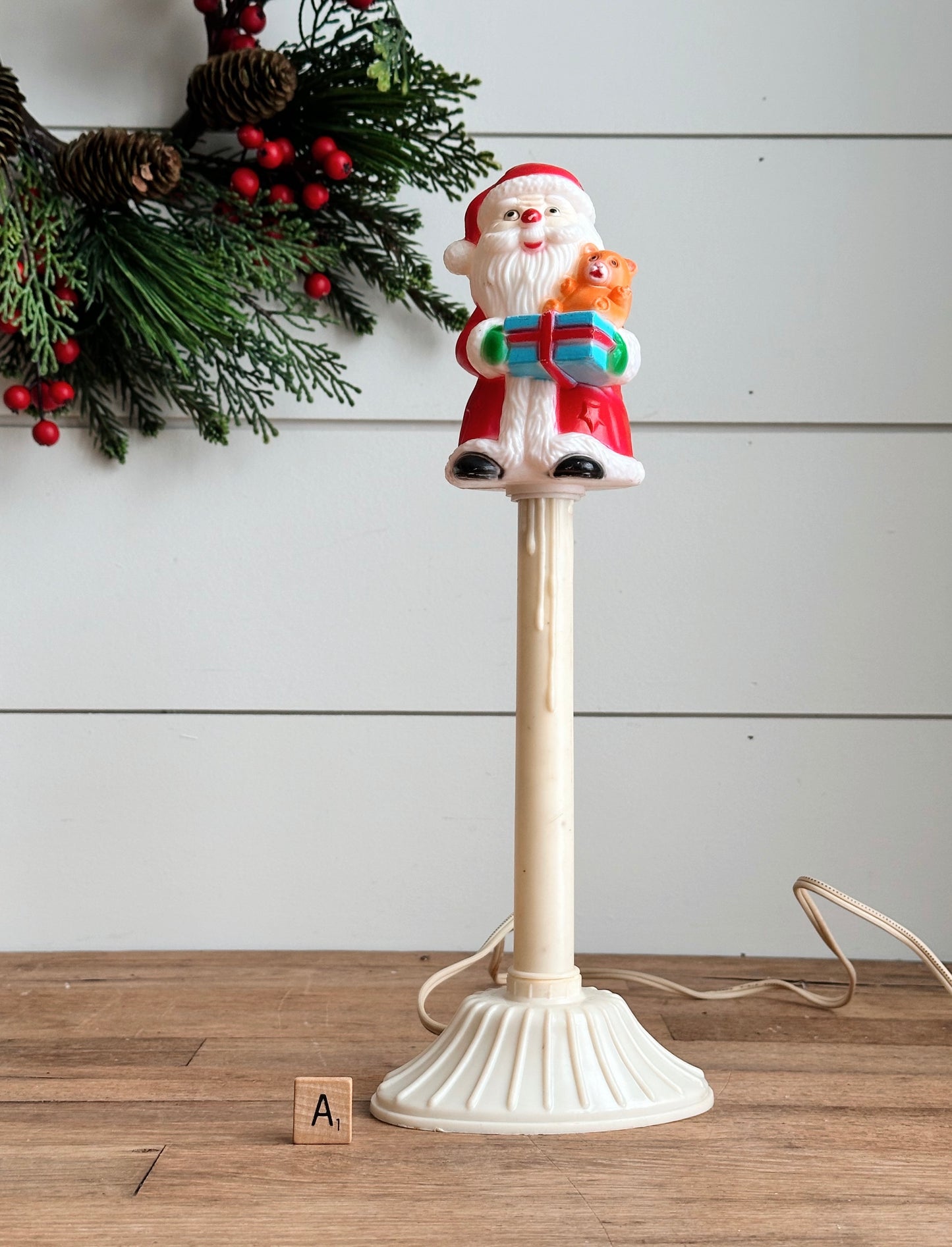 Rare Vintage Electric Santa Blow Mold Window Candle