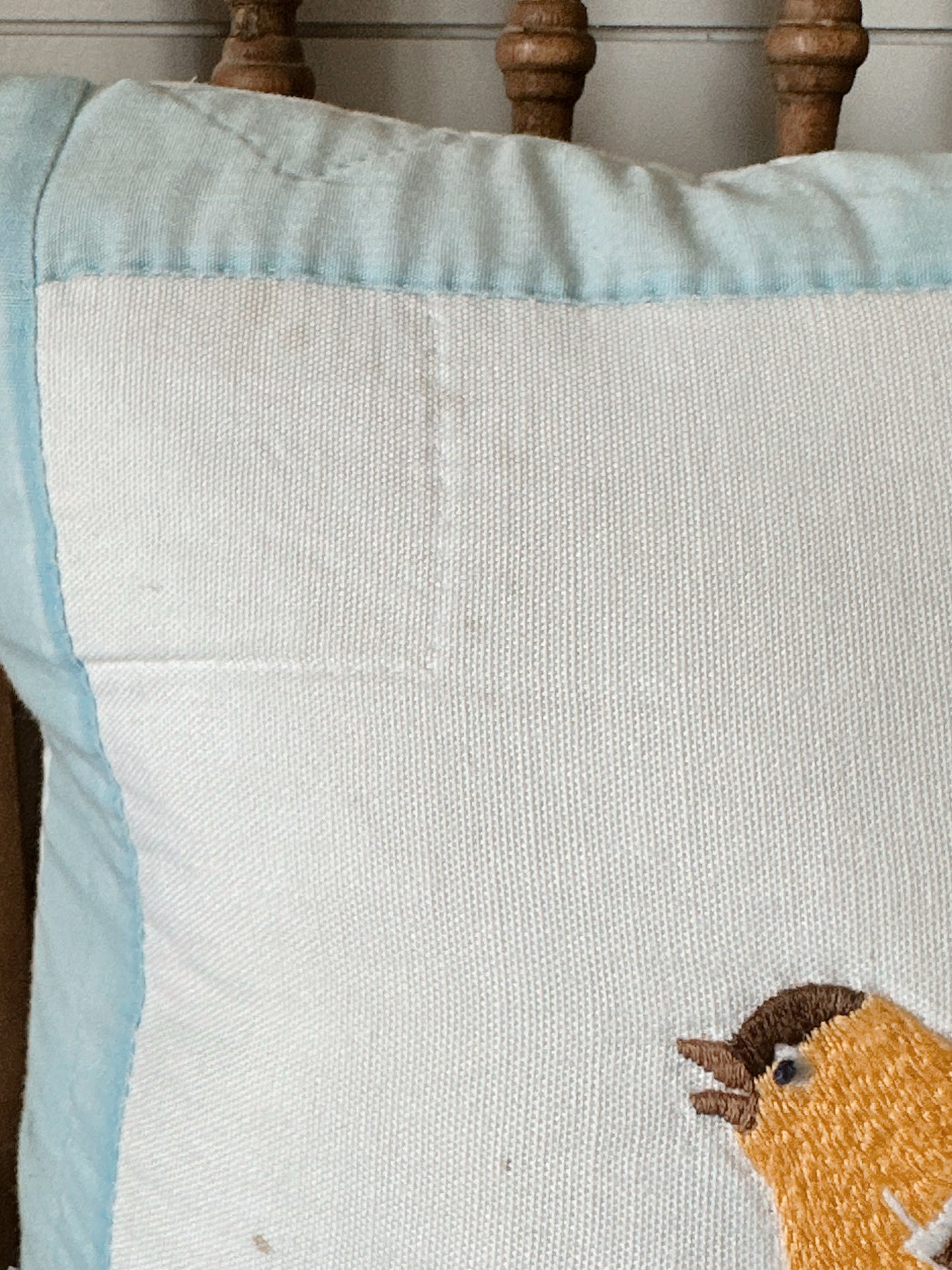 Handmade Vintage Quilt Pillow, Gold Finch