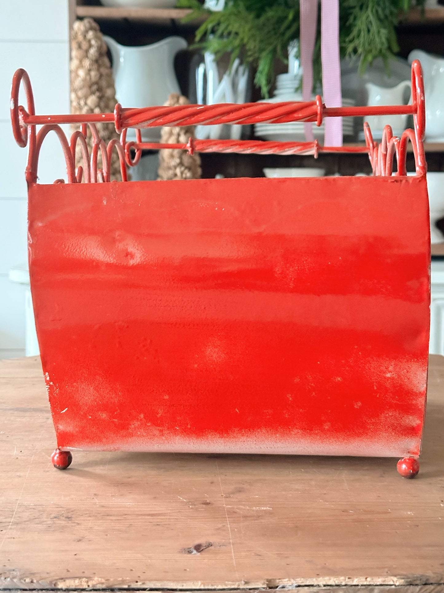 Vintage Metal Basket, Tree Holder