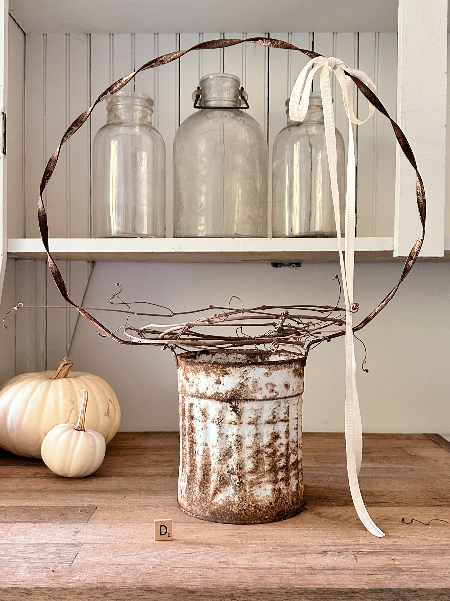 Vintage Tin Cemetery Basket