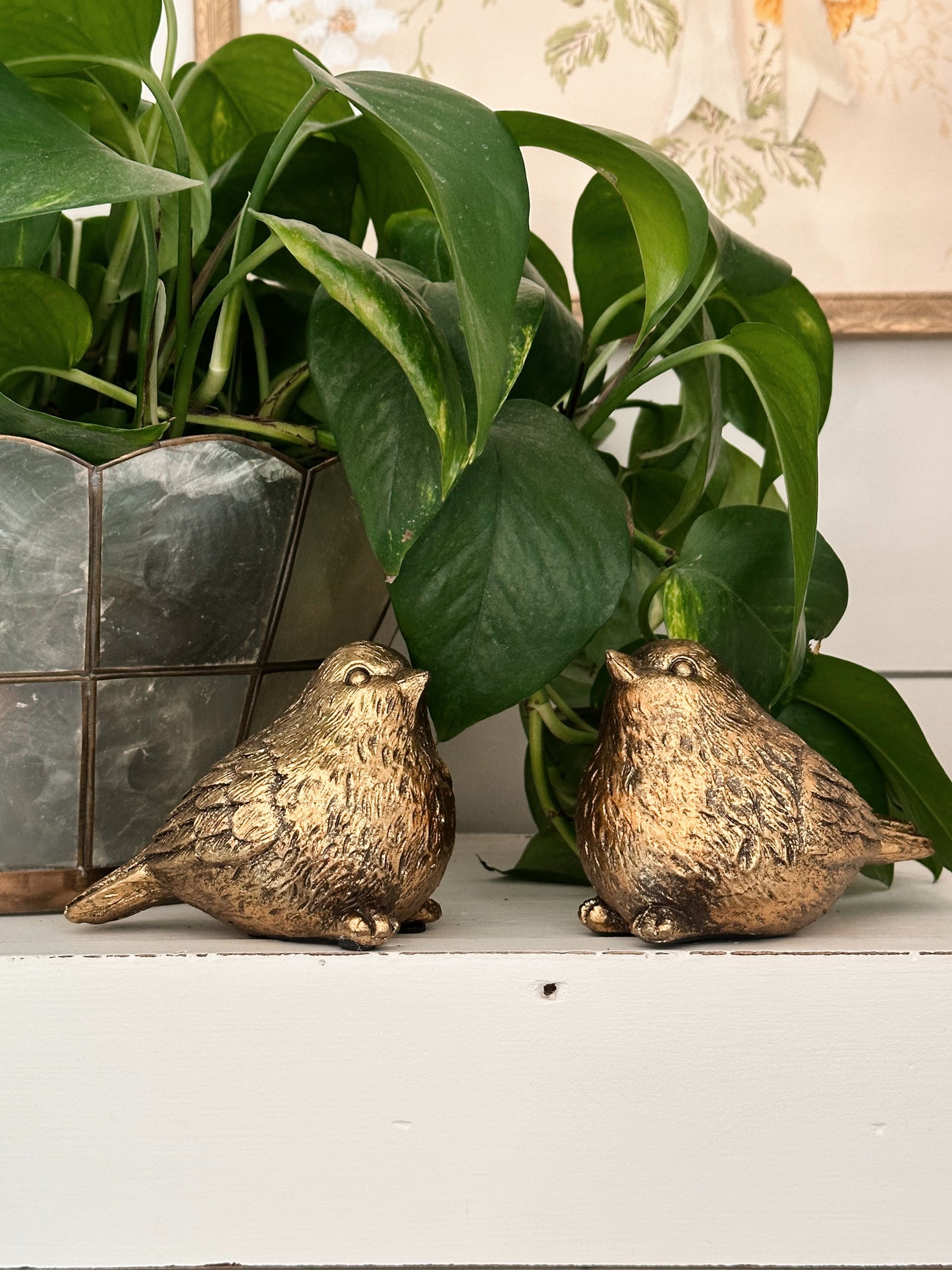 Pair of Burnished Gold Birds