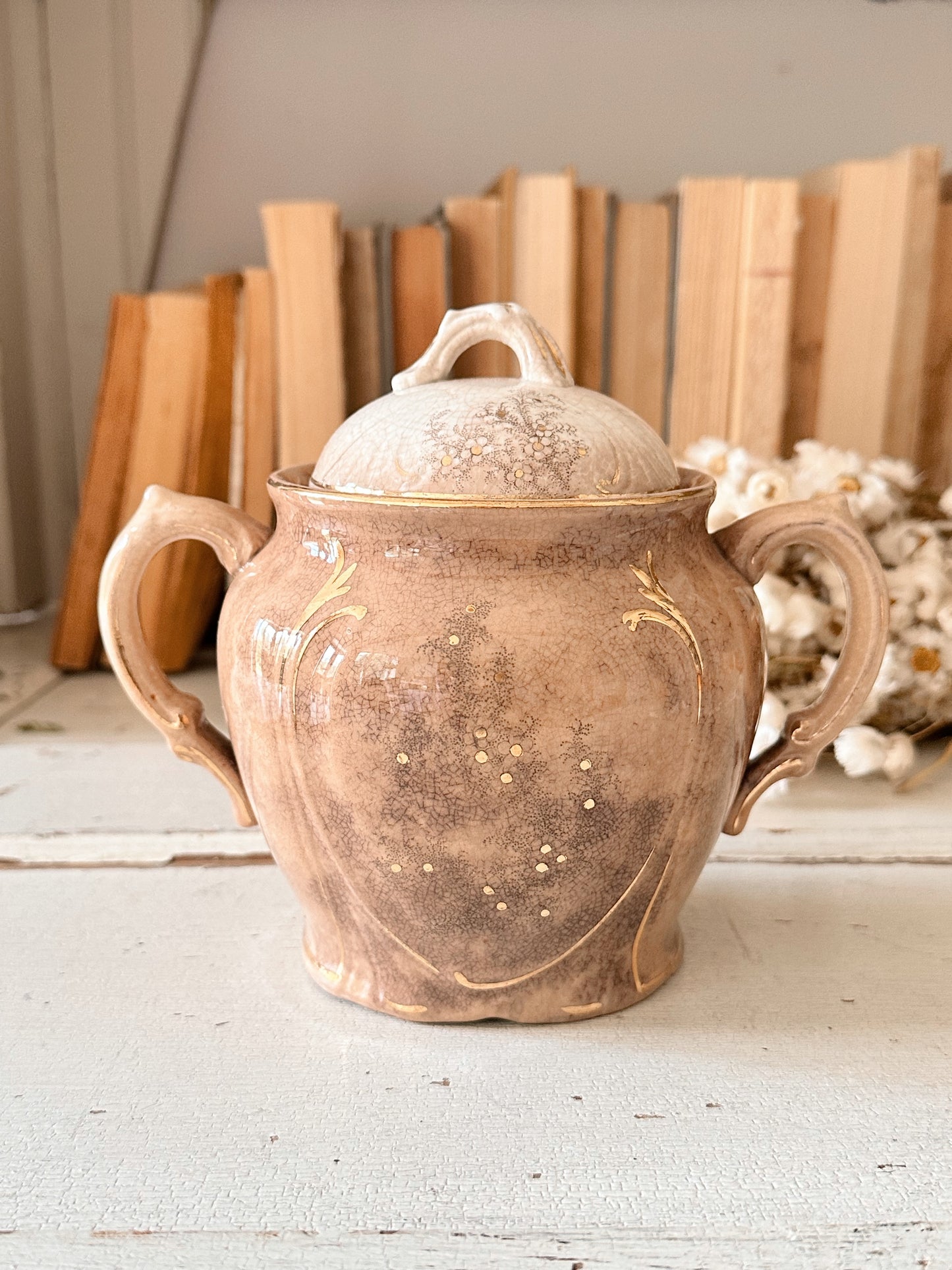 Antique Ironstone Sugar Bowl