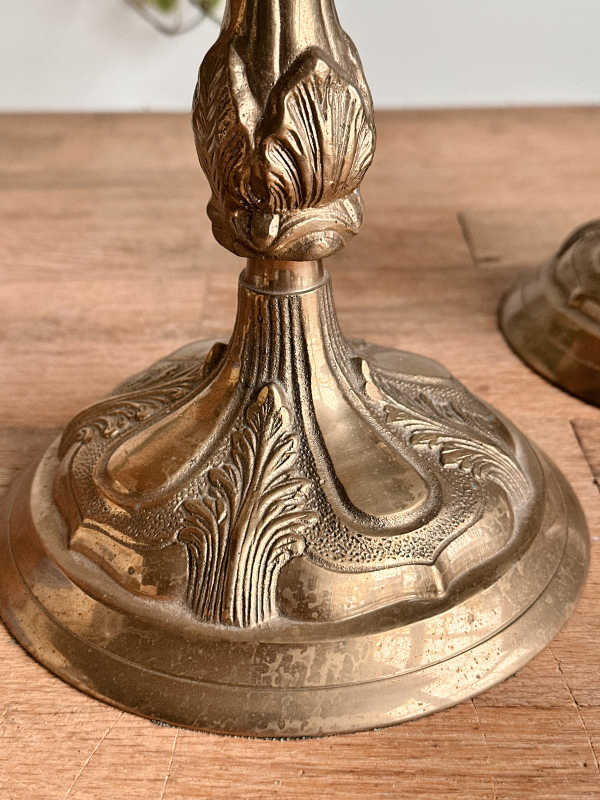 Pair of Large Vintage Brass Candlesticks