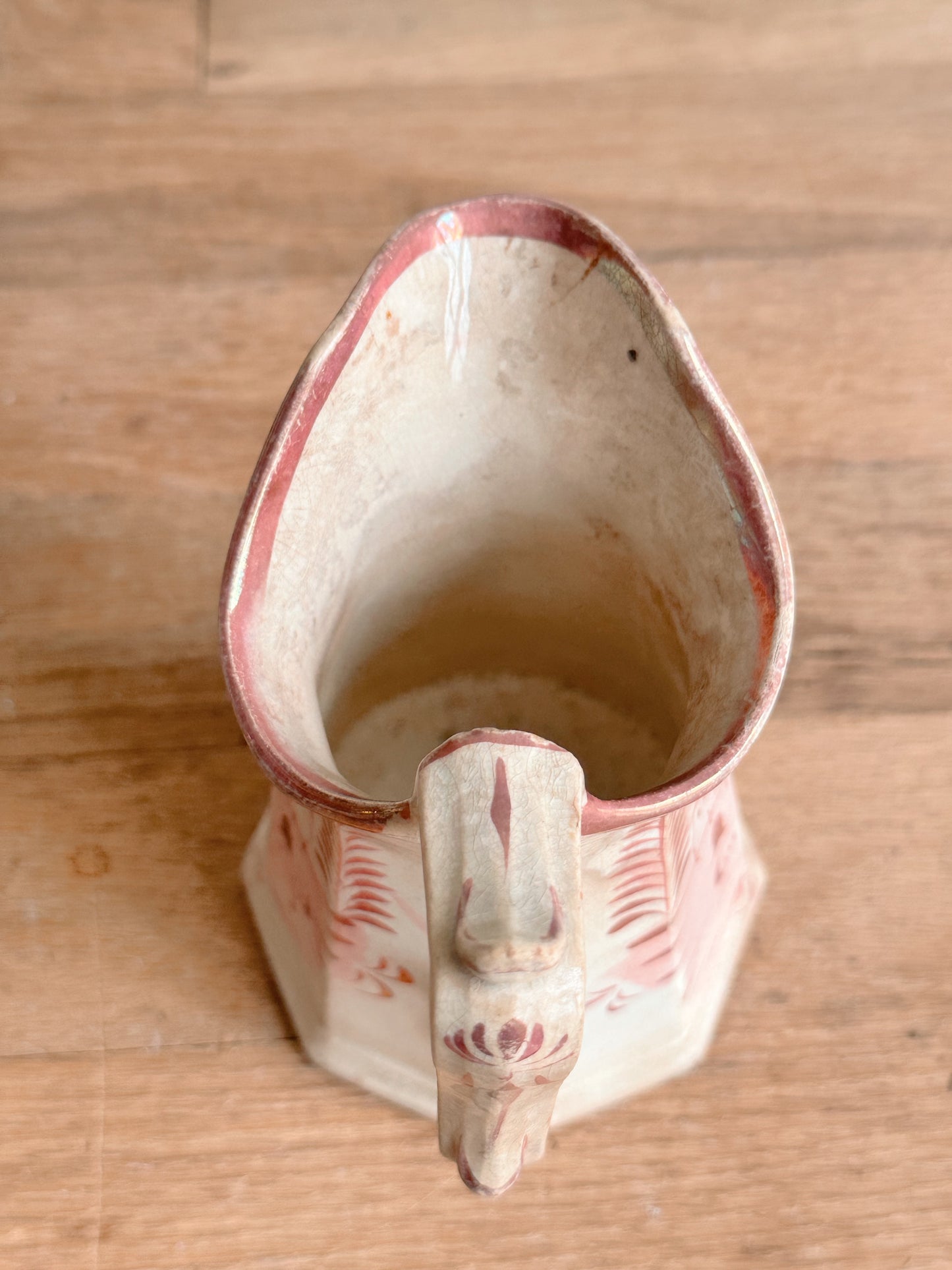Petite Antique 1800s Sunderland Pink Lusterware Pitcher