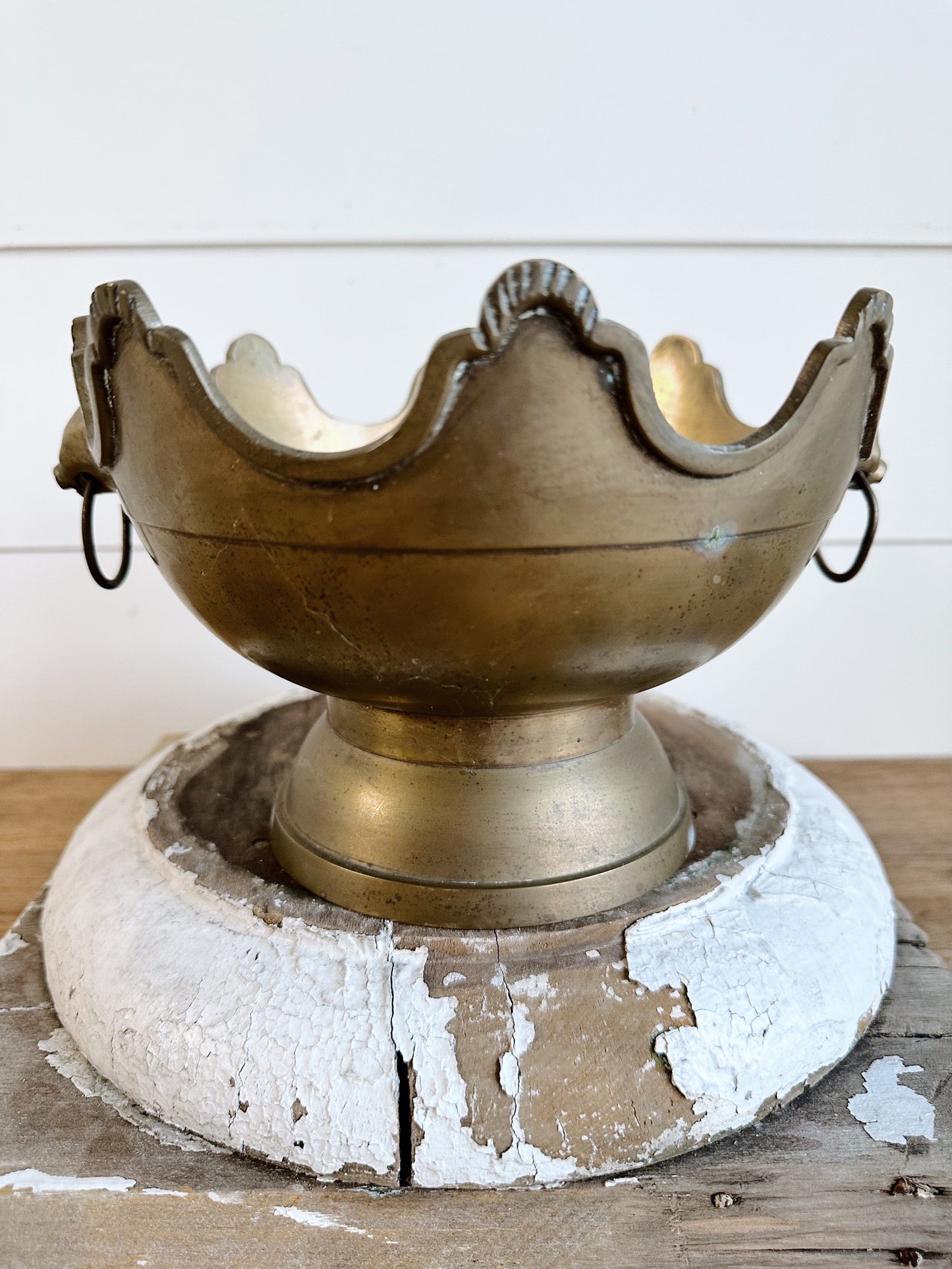 Vintage Brass Lion Head Compote