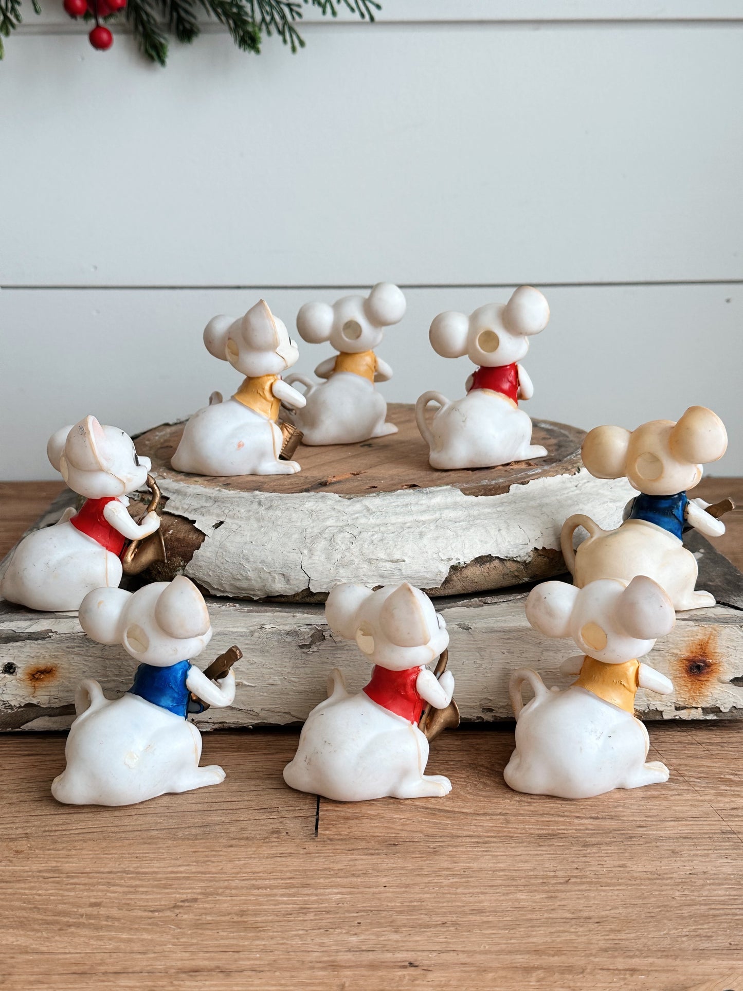 Set of Eight Vintage Mouse Blow Mold String Light Covers