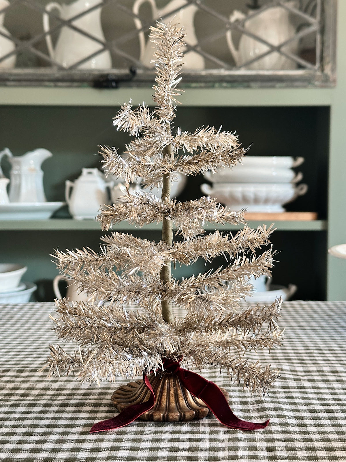 Vintage Cast Brass Lamp Base Tinsel Tree