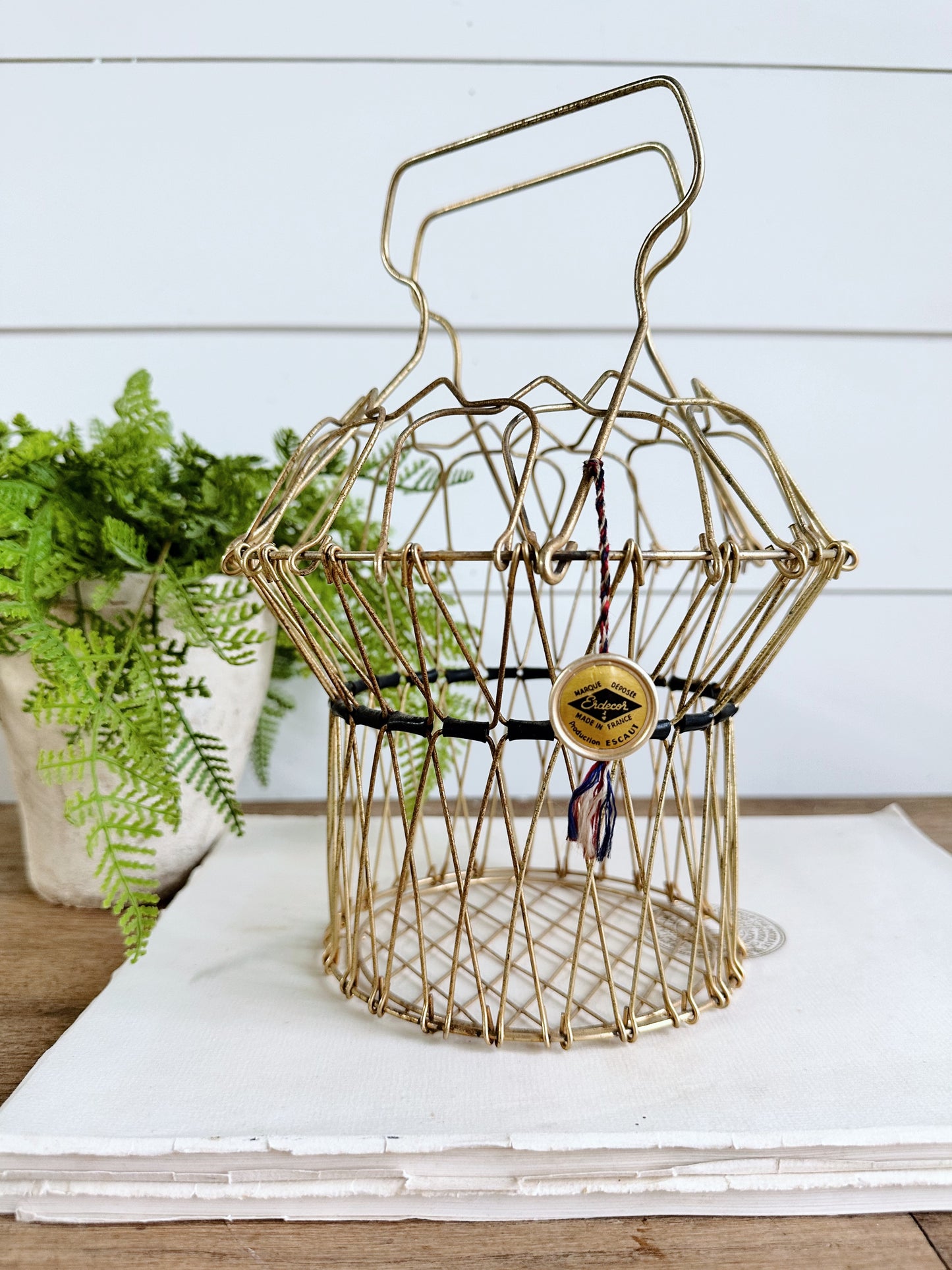 Vintage French Gold Coated Egg Basket