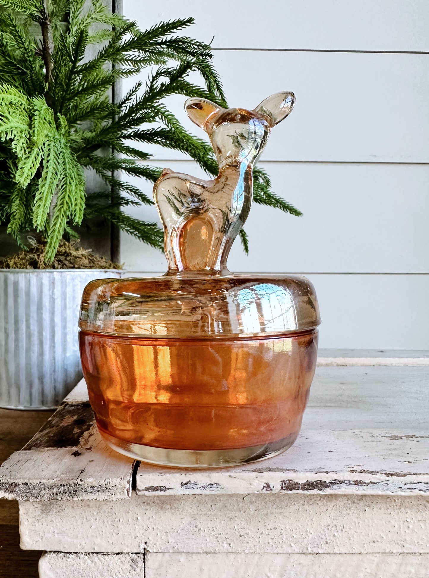 You Choose the Scent - Jeanette Marigold Deer Powder Jar Vintage Vessel Candle