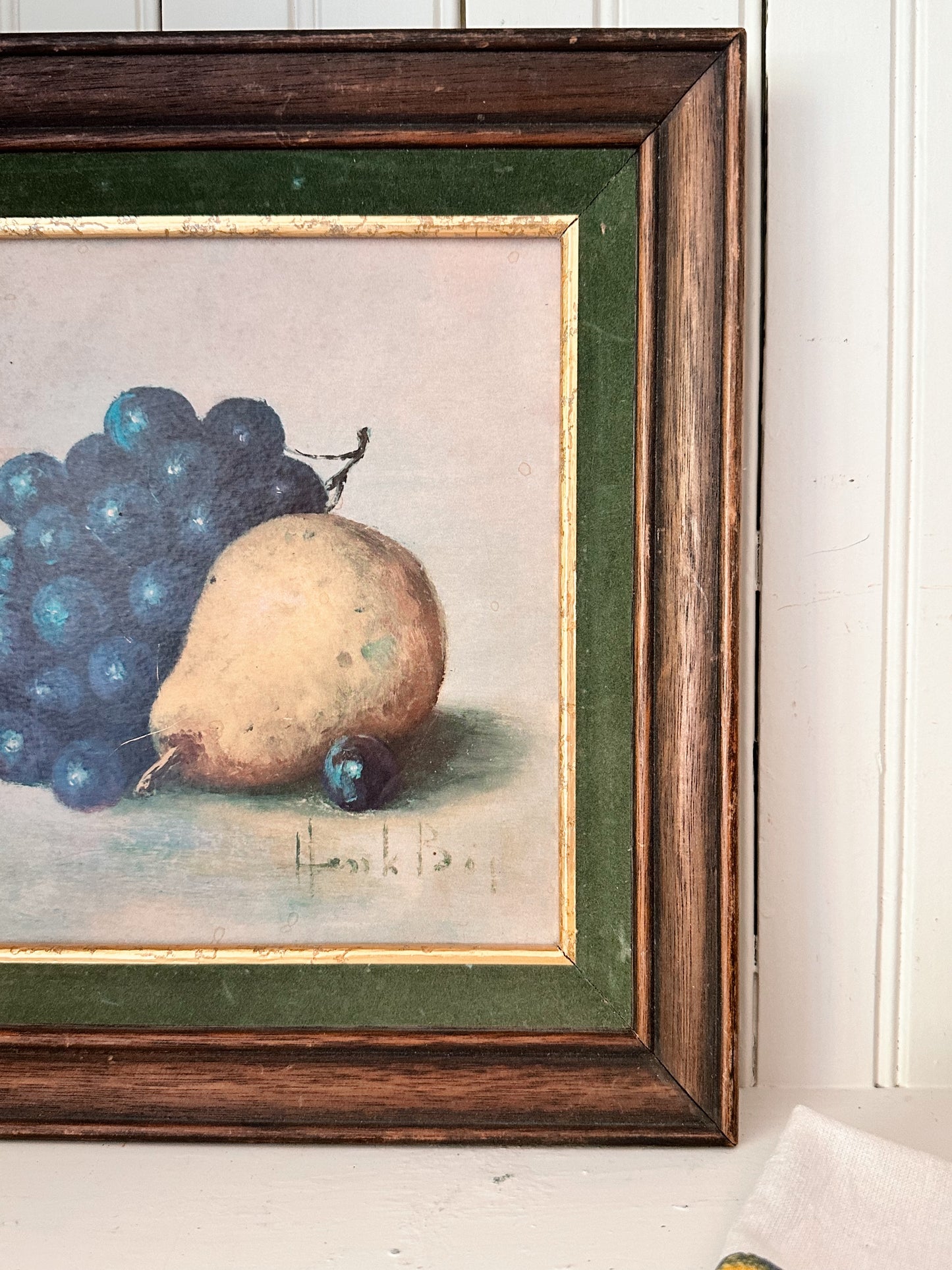 Vintage Framed Fruit Print (Pear & Grapes)