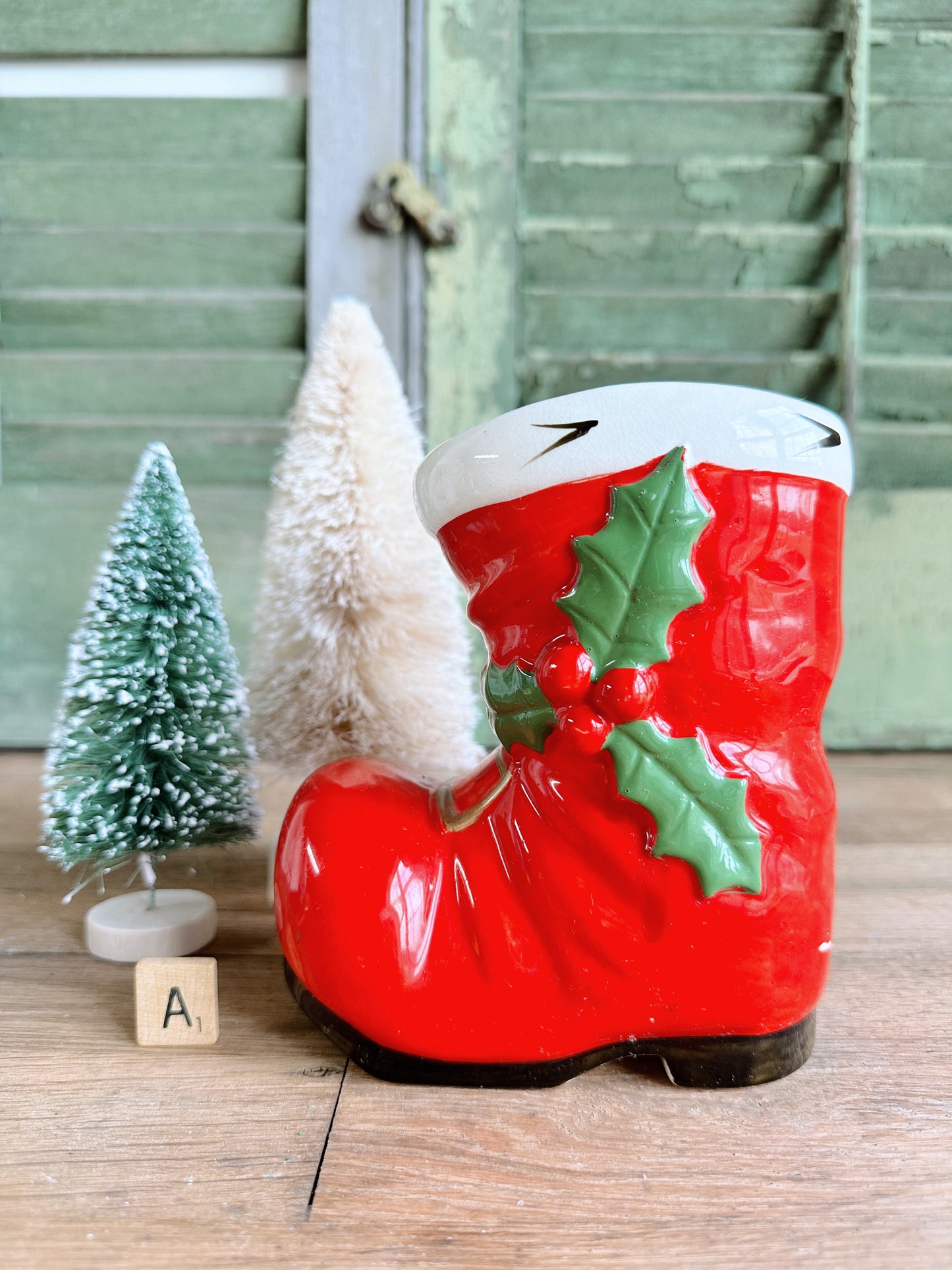 Vintage Lefton Santa Boot Planter