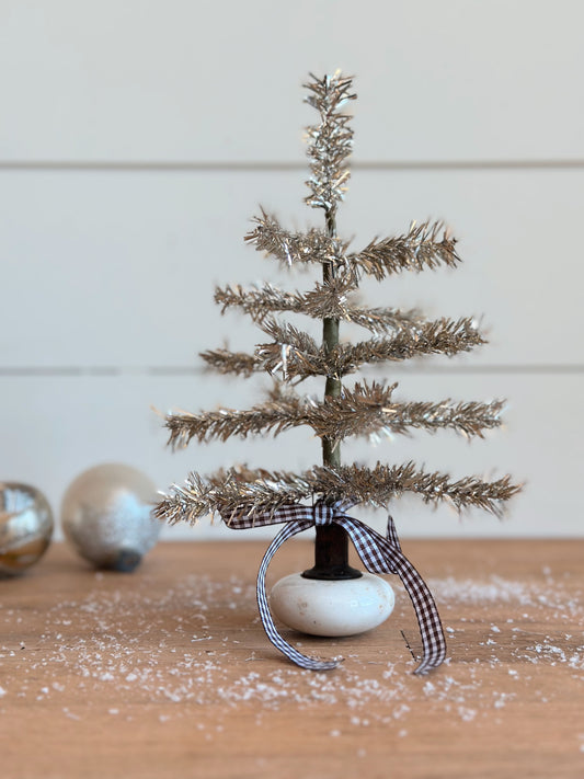 Vintage Porcelain Knob Tinsel Tree