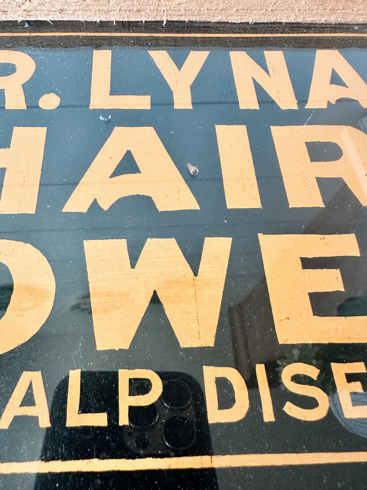 Antique Dr. Lynas Hair Grower Advertising Sign