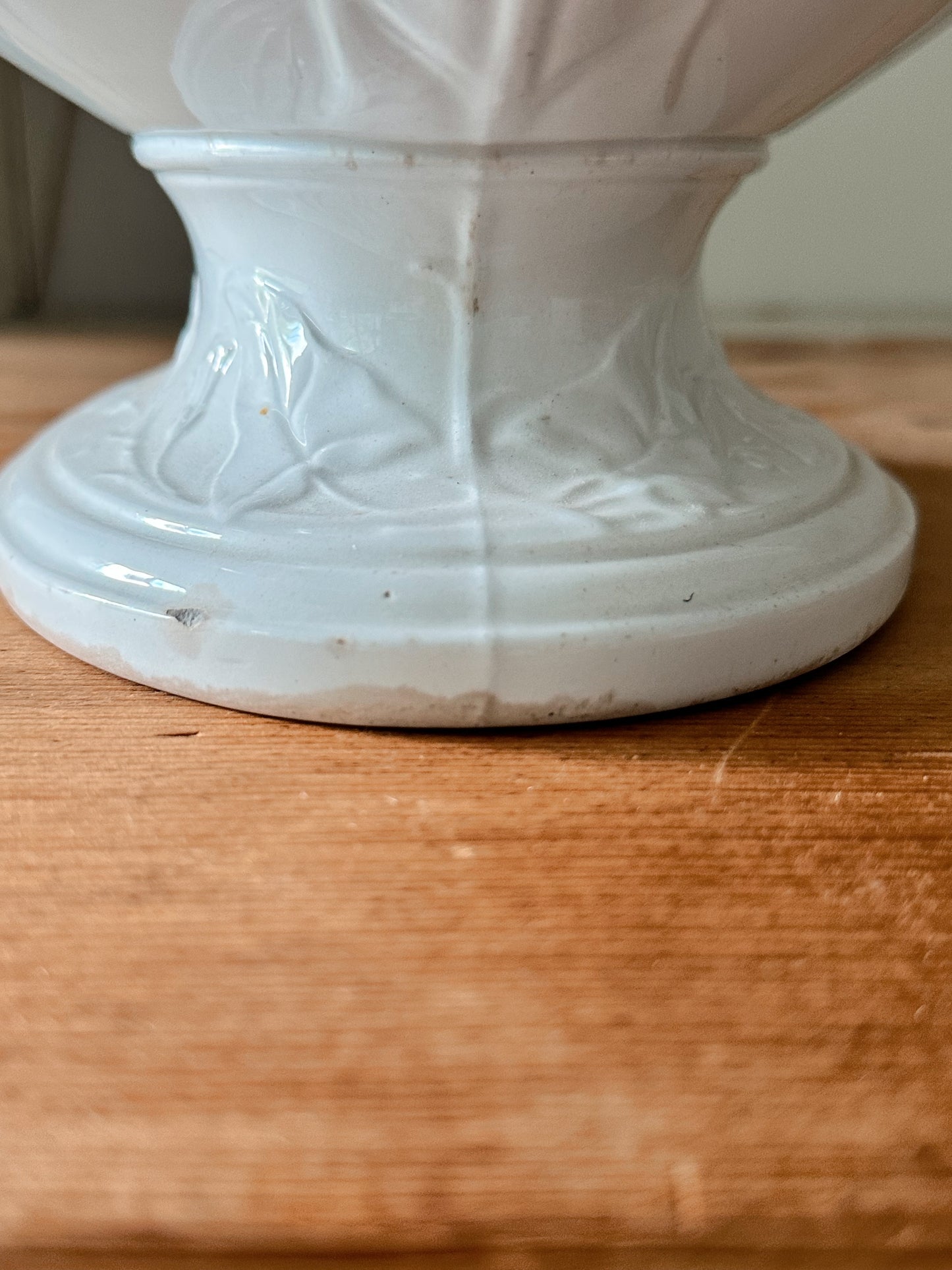 Large 1860s Antique Elsmore & Forster Three Piece Ironstone Tureen, Morning Glory Pattern