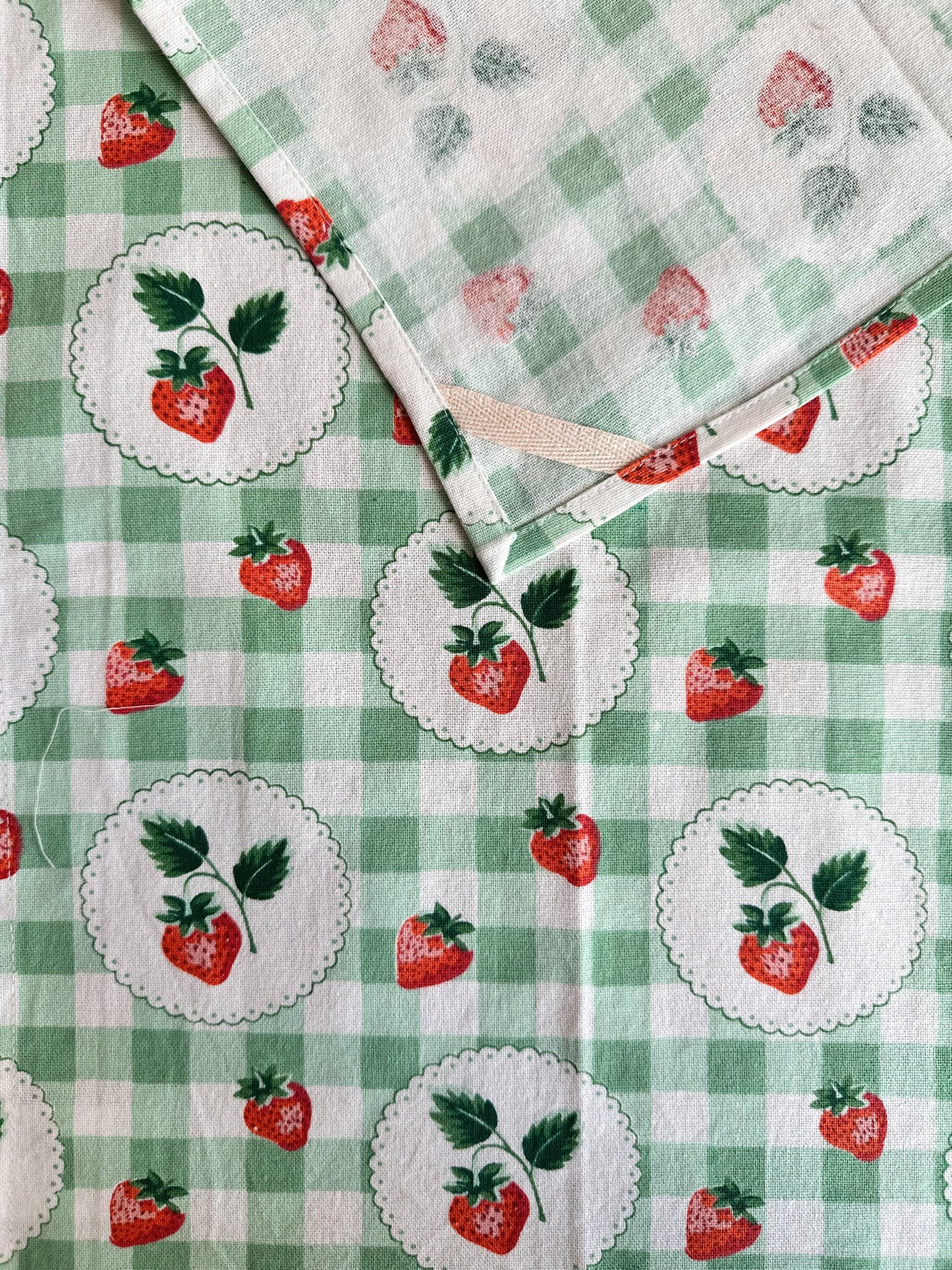 Set of Two Strawberry Gingham Tea Towels