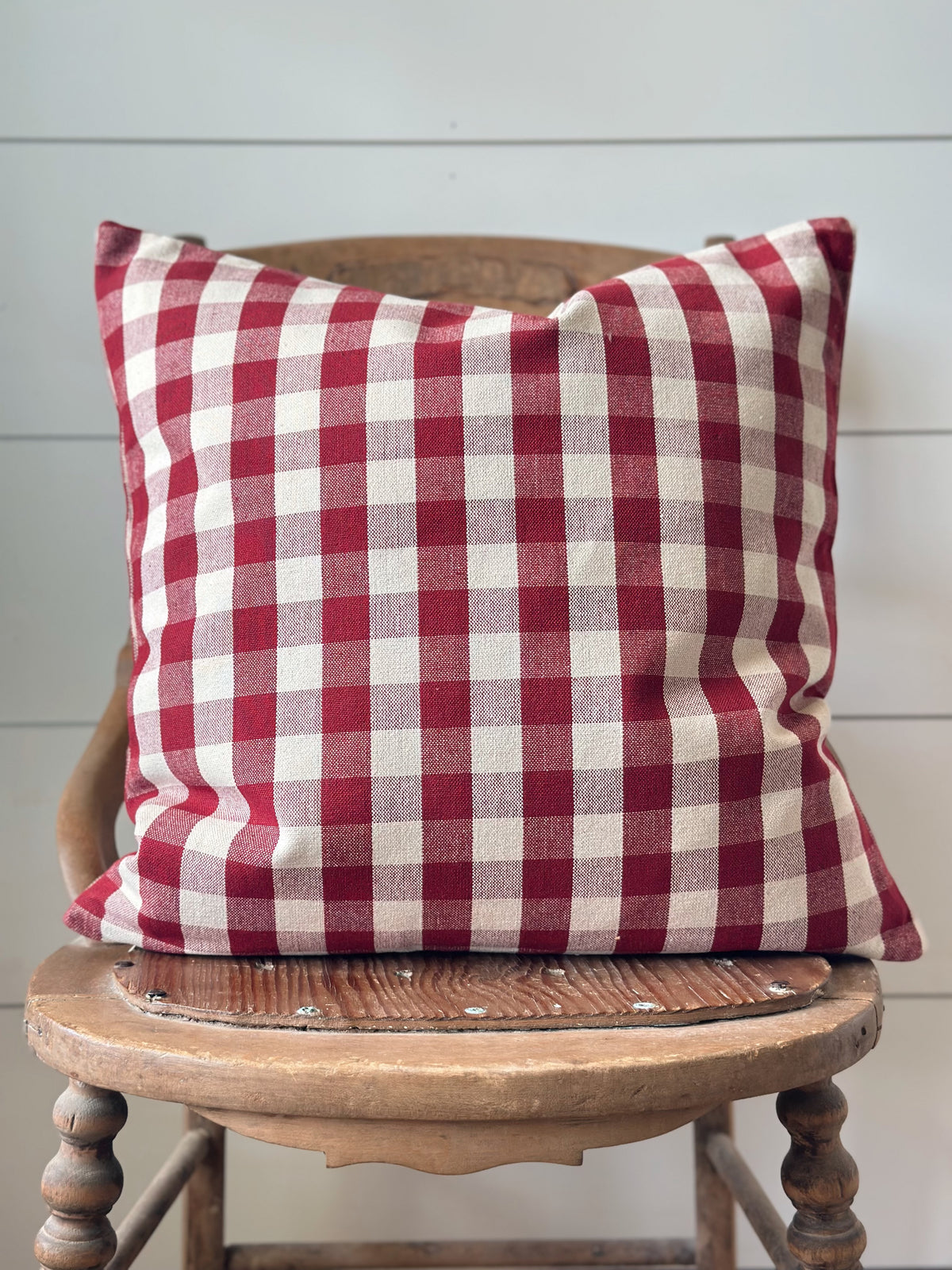 Red & Off White Gingham Pillow