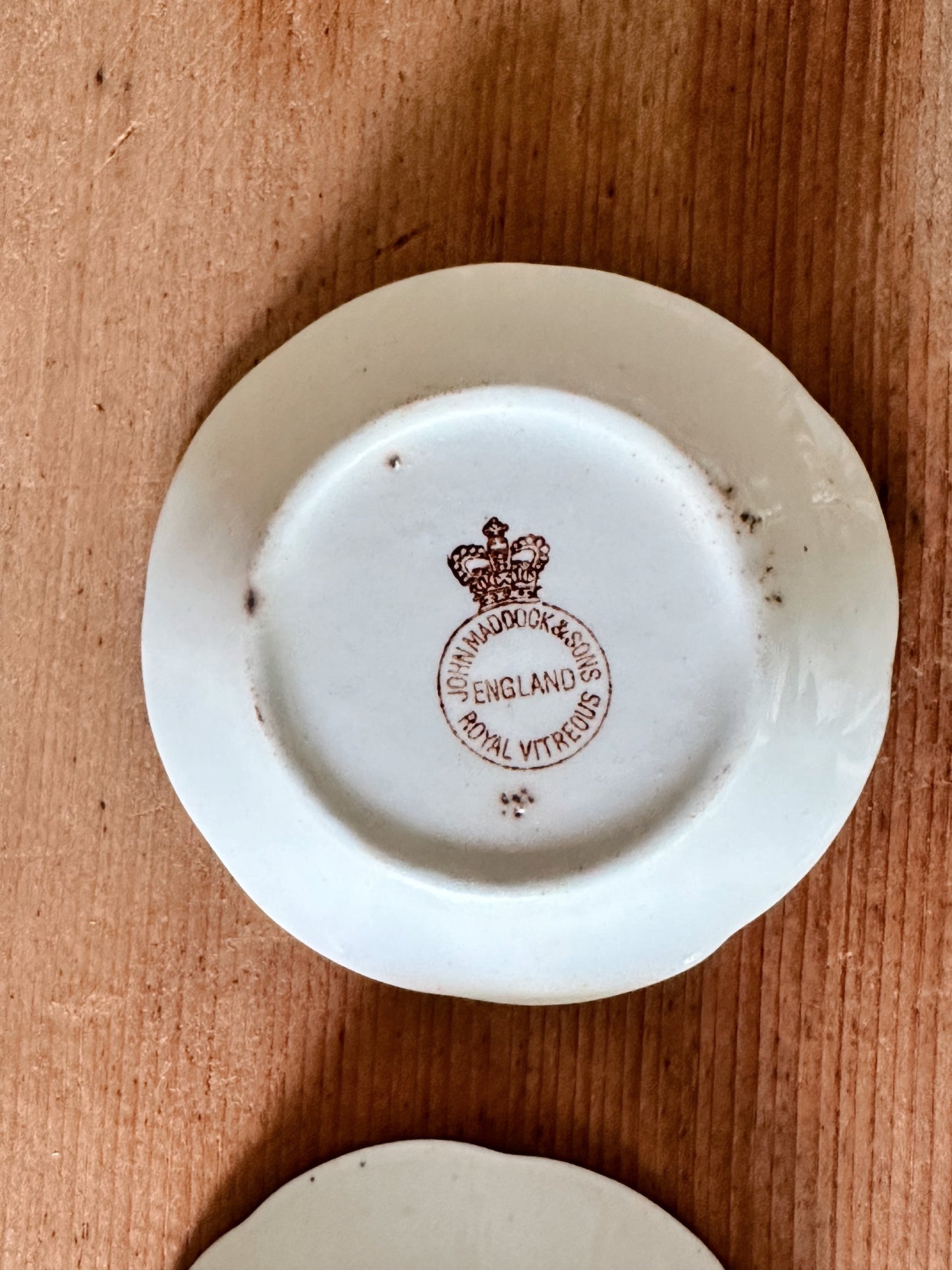 Set of Two Antique John Maddock & Sons Ironstone Butter Pats