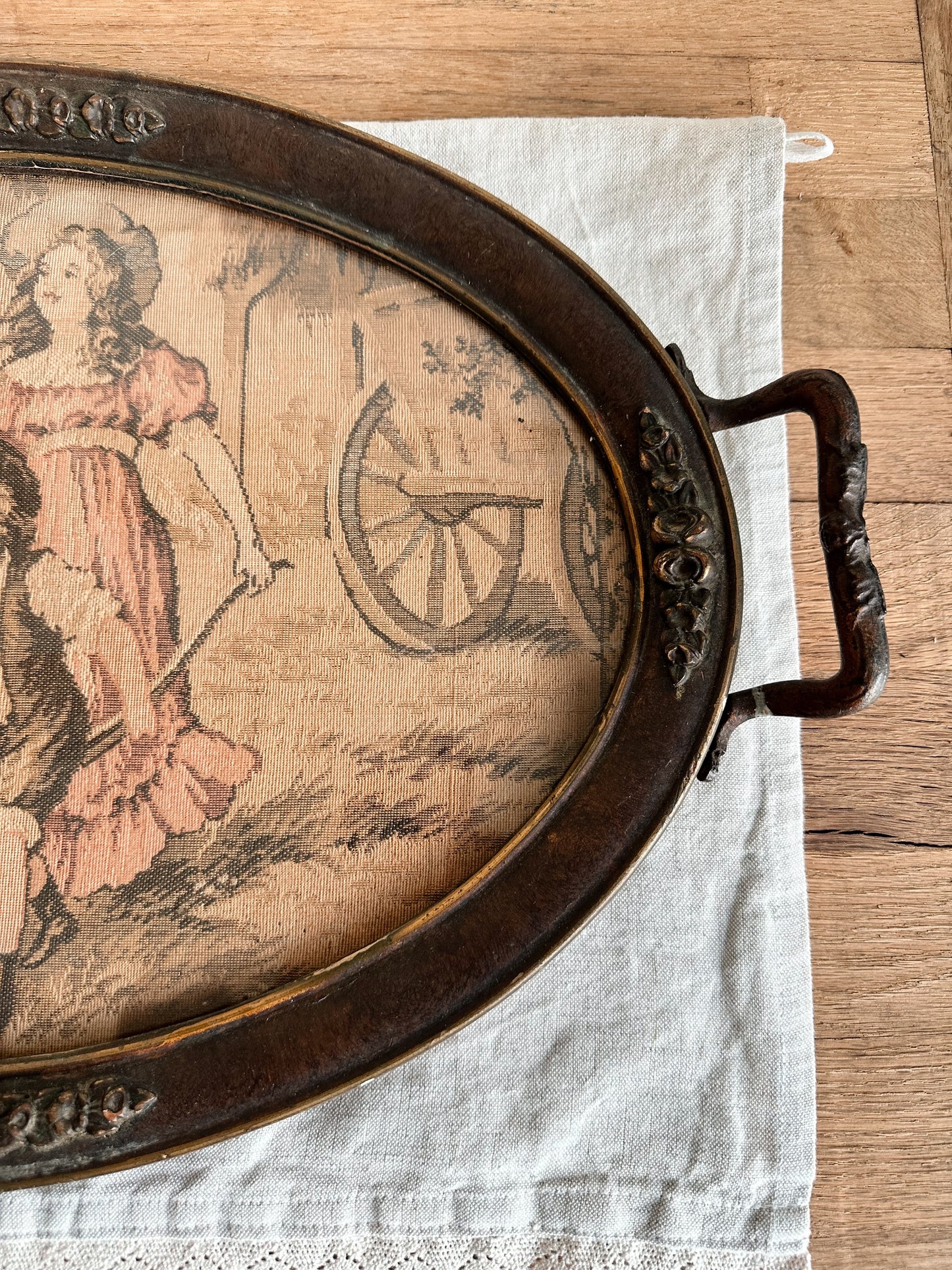 Unique Vintage Tapestry Tray