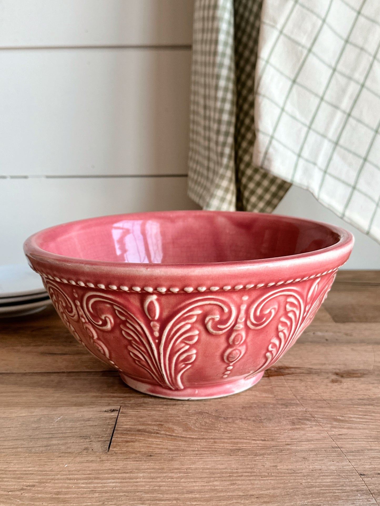 Vintage Rose Stoneware Bowl