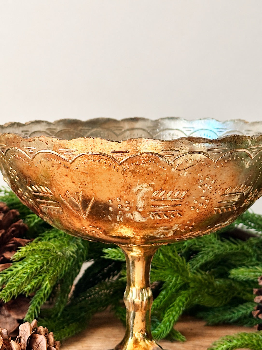 Gold Mercury Glass Compote