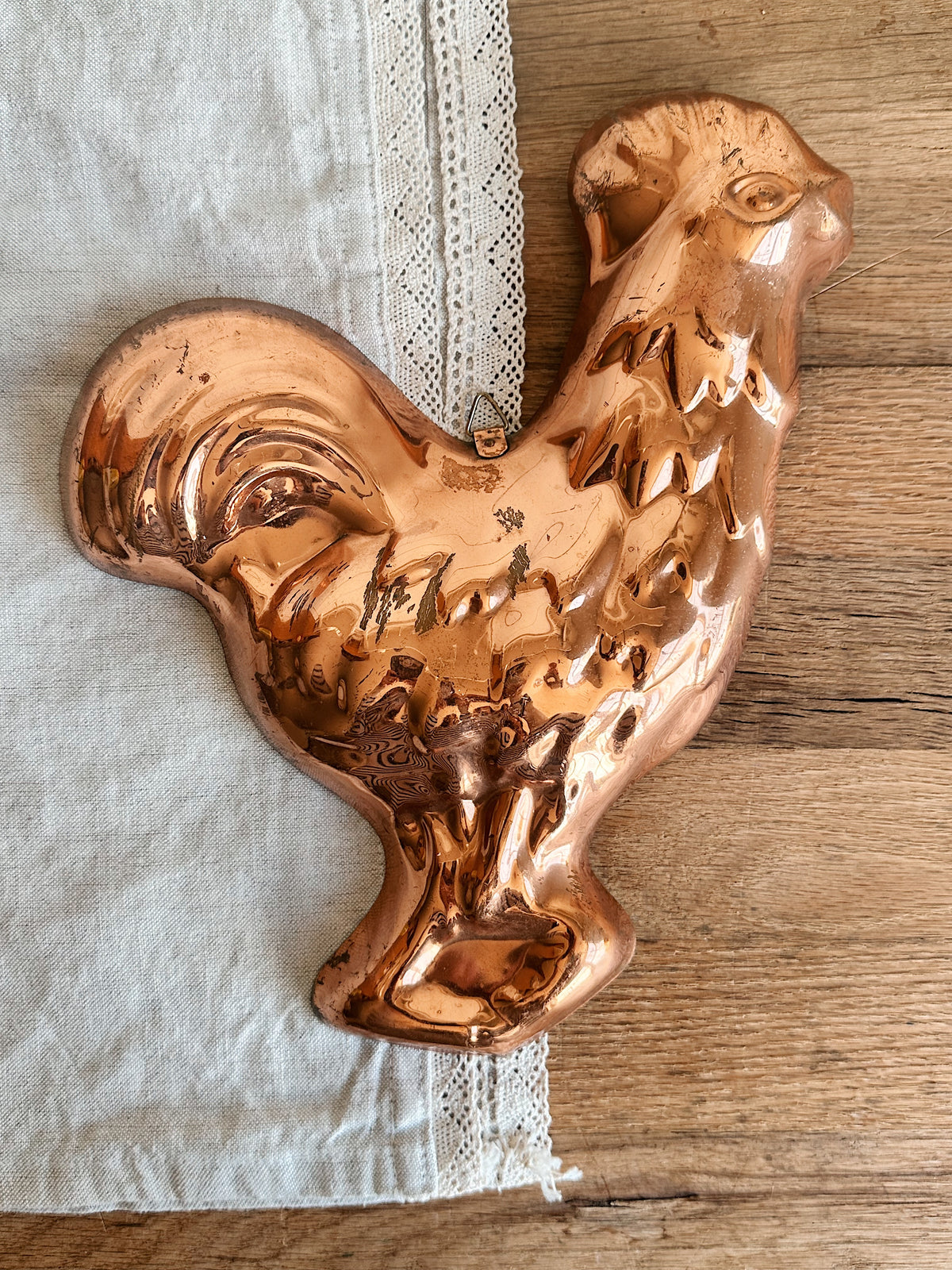 Vintage Copper Rooster Jelly Mold
