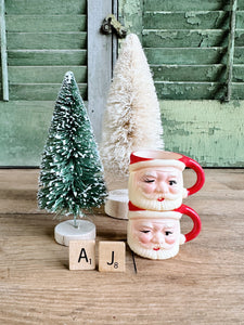 Set of Two Plastic Mini Vintage Santa Mugs
