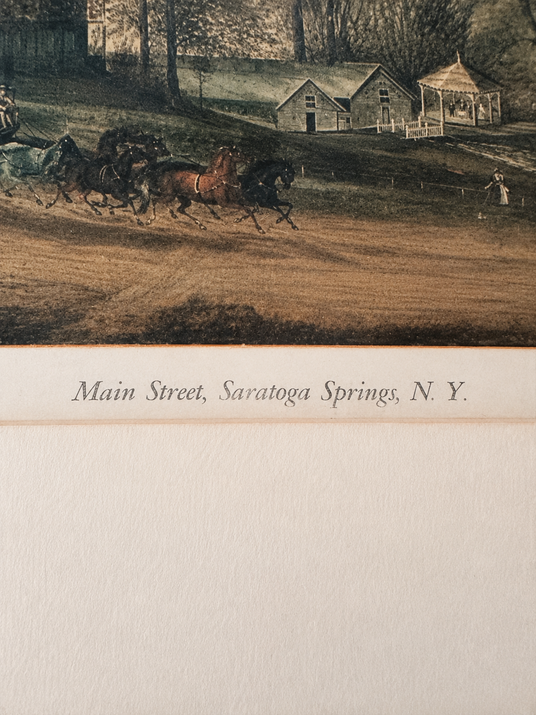 Vintage 1947 George H. Durrie “Main Street, Saratoga Springs NY” Framed Art Print